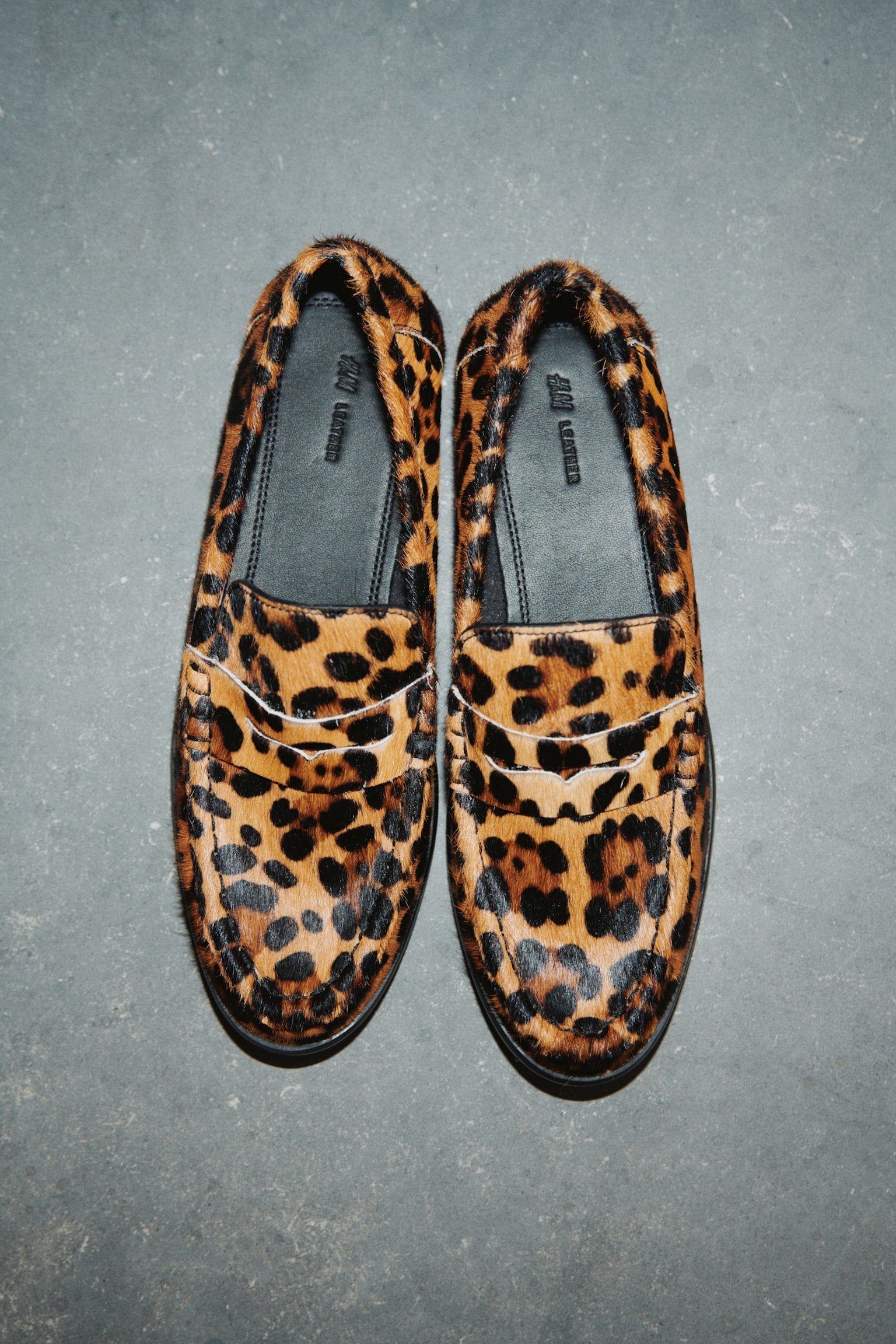 Leather loafers - Beige/Faux leopard/Dark brown/Black - 7