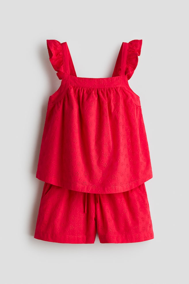 2-piece linen-blend set - Red - 1