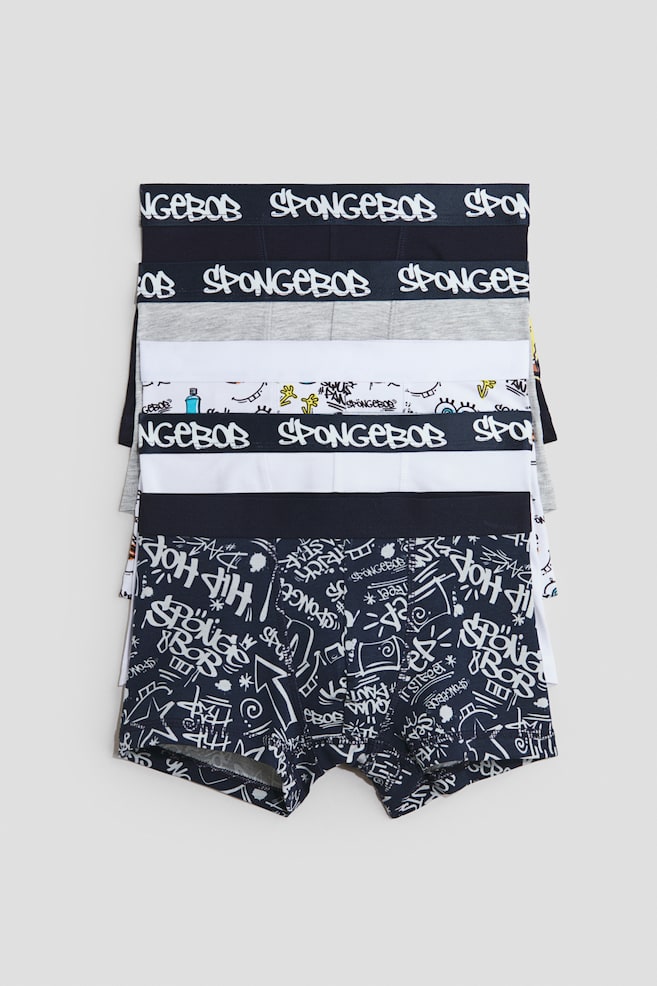 5-pack cotton trunks - Navy blue/SpongeBob/Green/Minecraft - 1