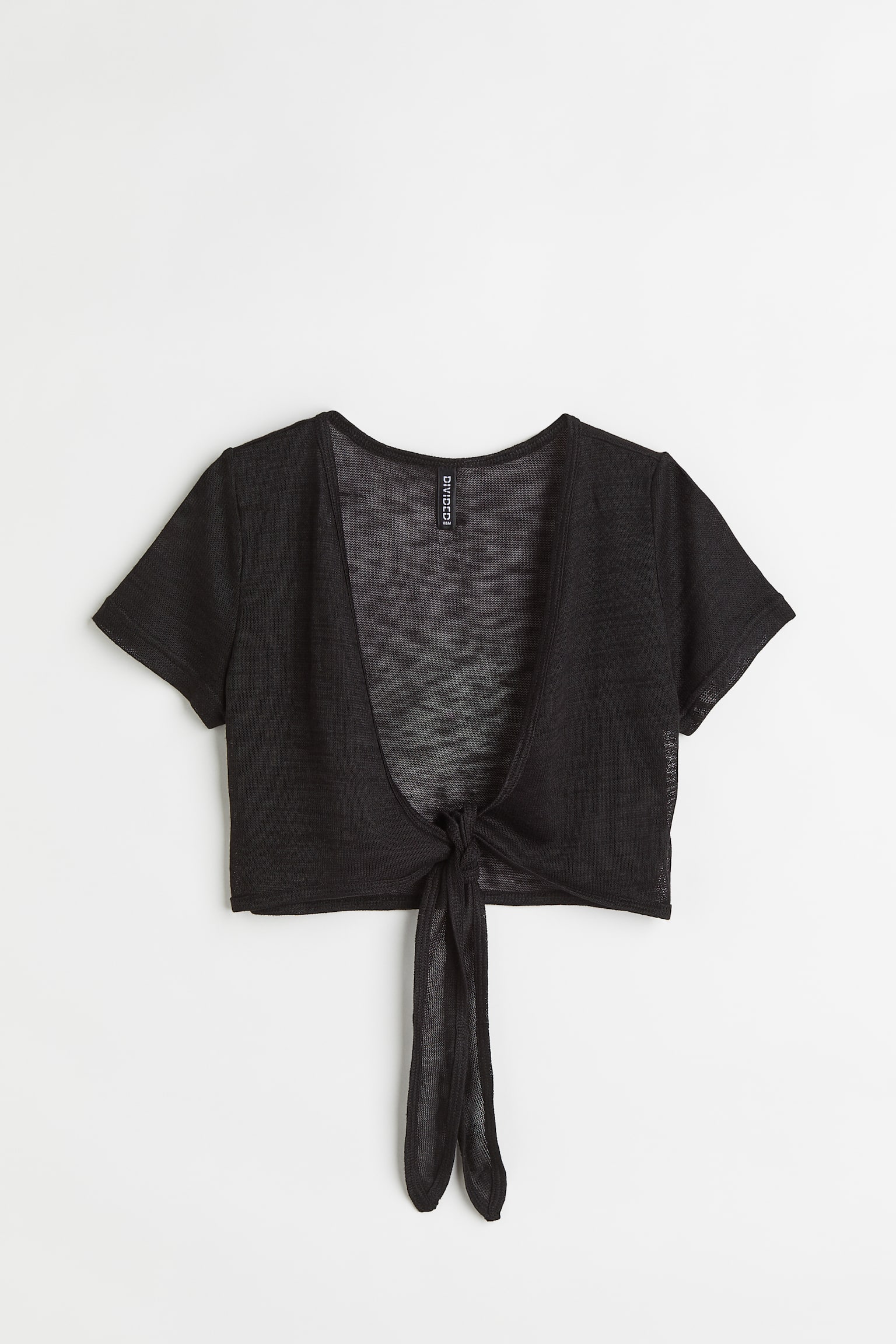 Tie Detail Cardigan - Black/Beige marle - 1