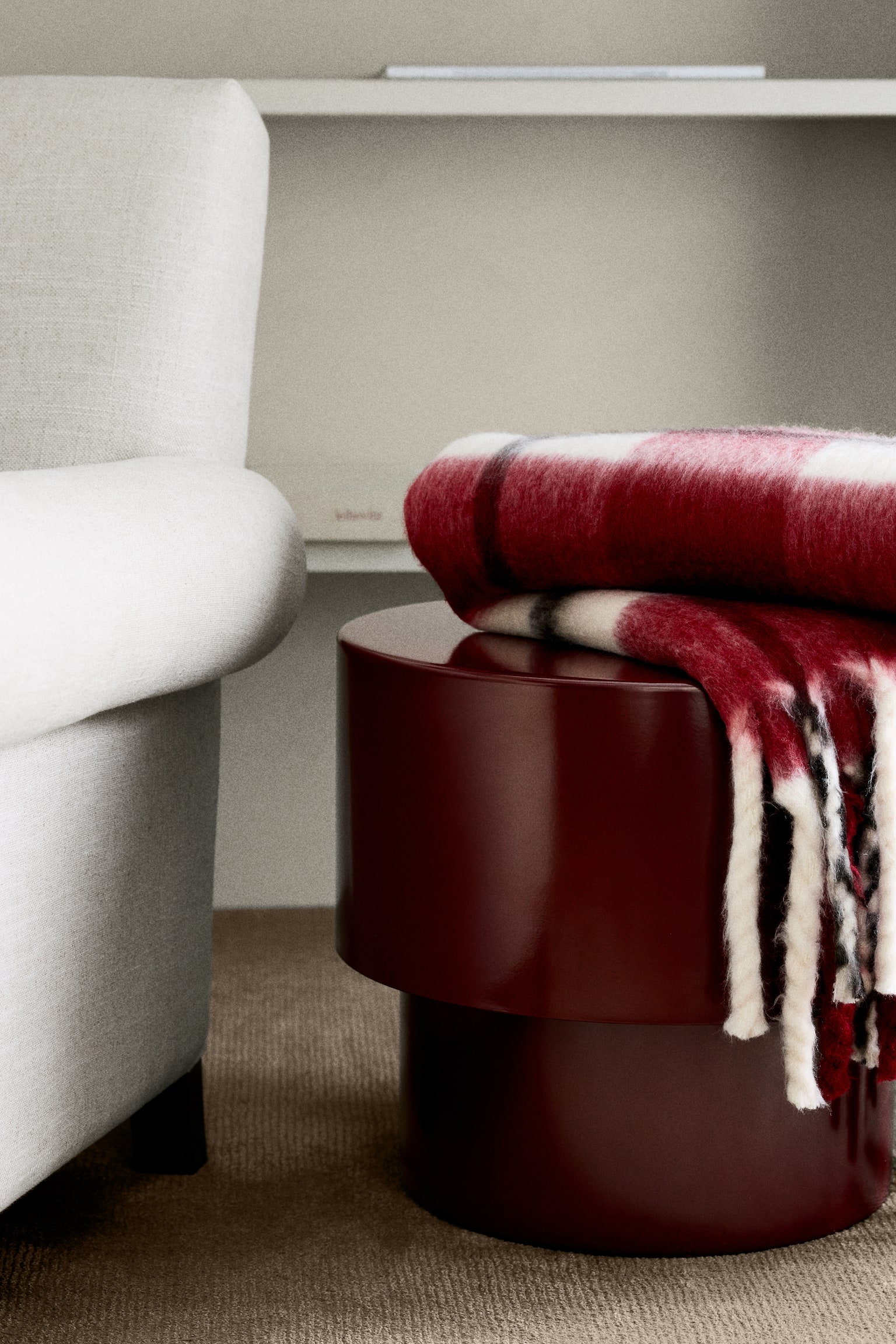 Plaid in misto lana fantasia - Rosso/quadri/Marrone/quadri/Rosa polvere/righe/Beige chiaro/righe/Beige/fiori/Talpa/zebrato/Rosa/fiori/Beige/righe - 1