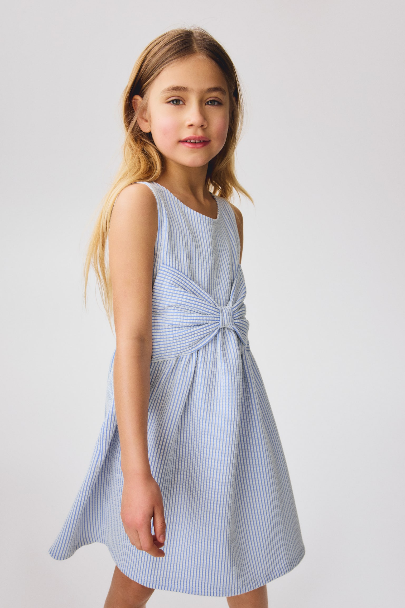 Bow-front dress - Blue/Striped/Pink/Striped - 6