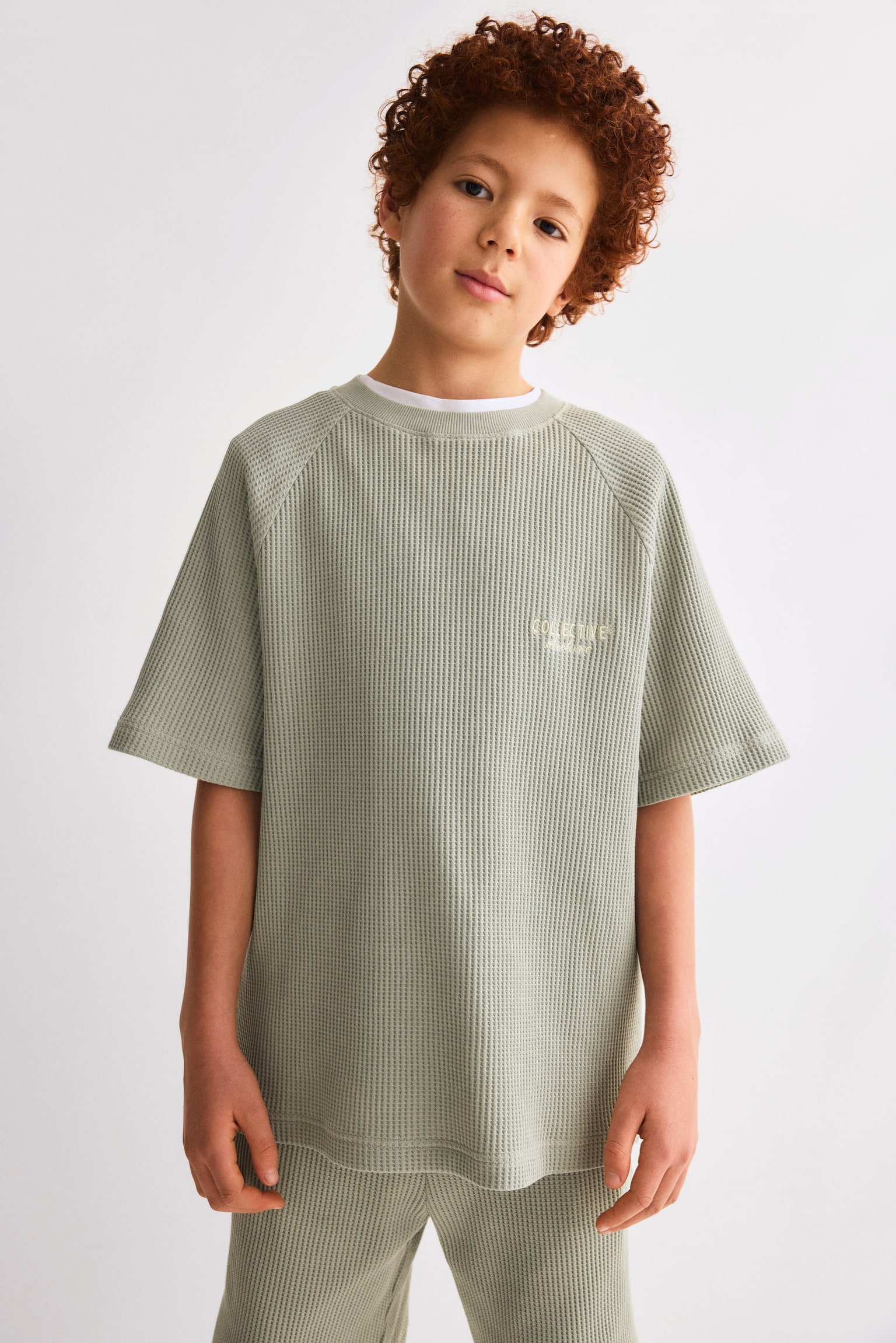 Conjunto de 2 piezas en punto gofrado - Verde caqui claro - 3