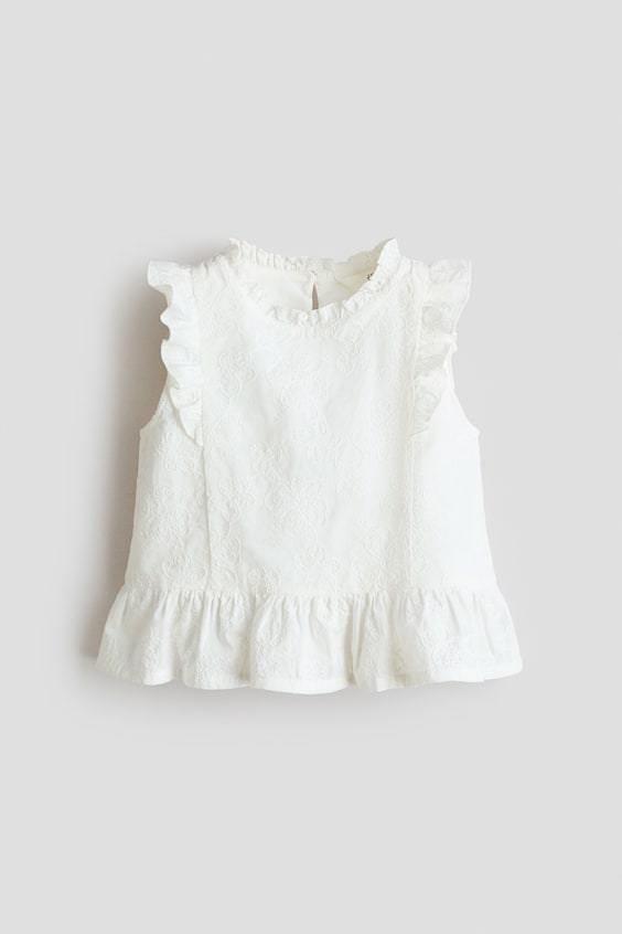 Детские топы H&M Embroidered Cotton Peplum Top