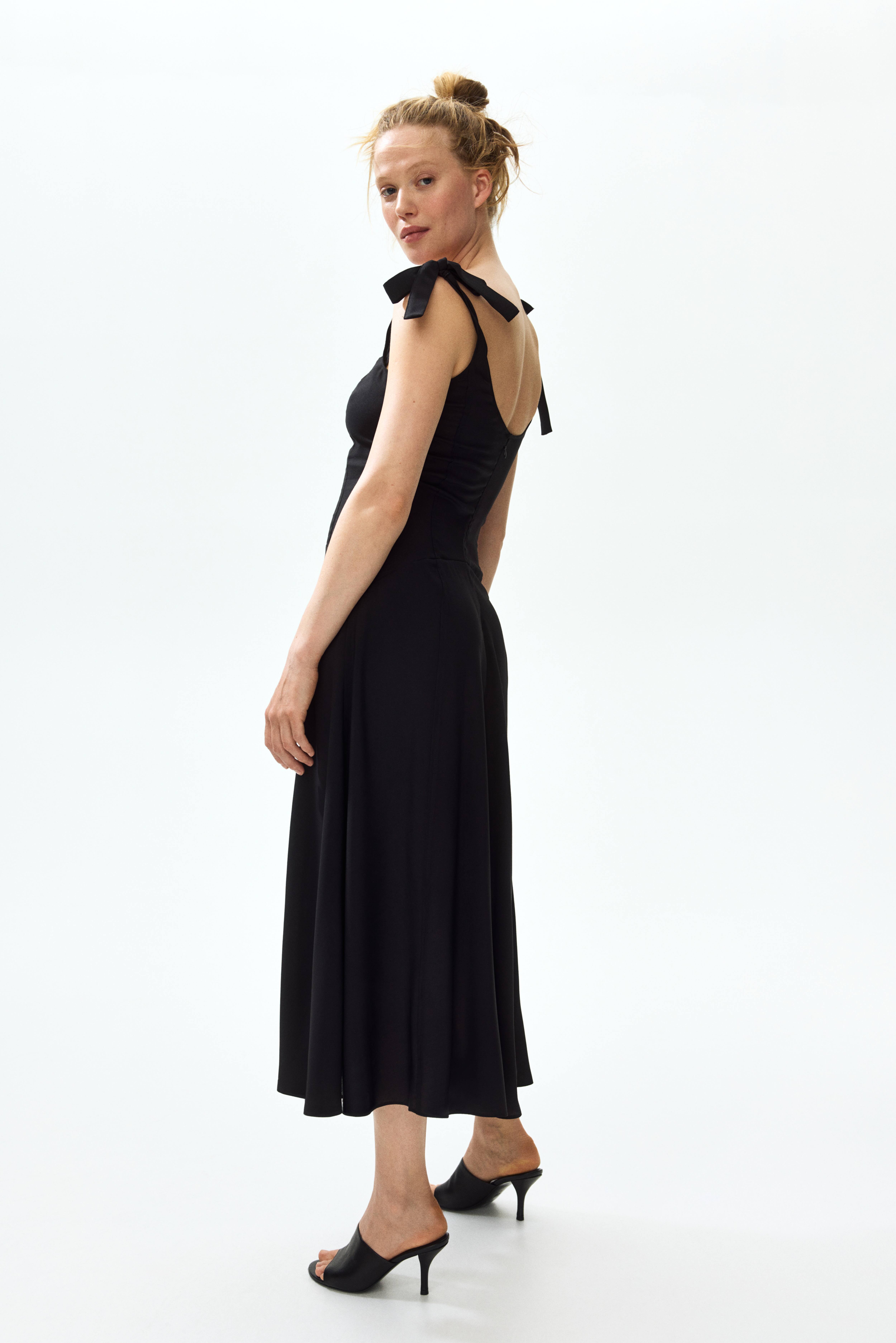 MAMA Nursing Dress with Tie-Top Shoulder Straps