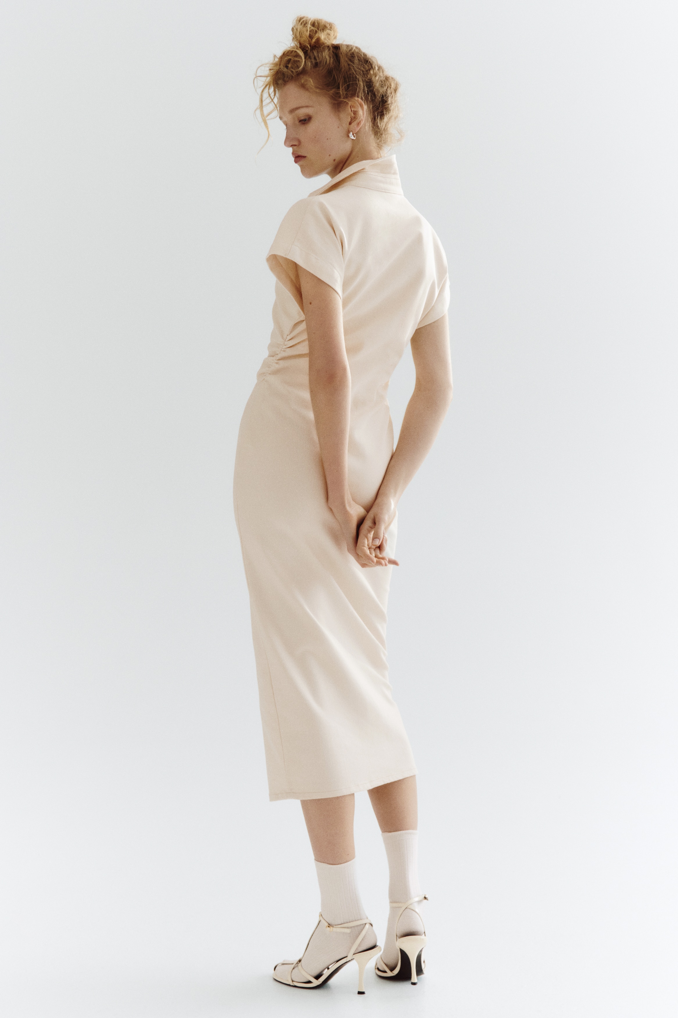white denim dress h&m Women's White Buckle-Detail Denim Dress