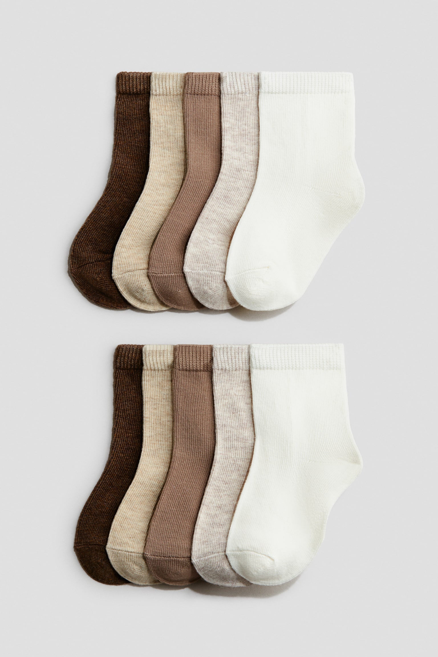 10-pak strømper - Brun/Lys beige/Grøn/Grå/Sort/Lys beige/Brun
