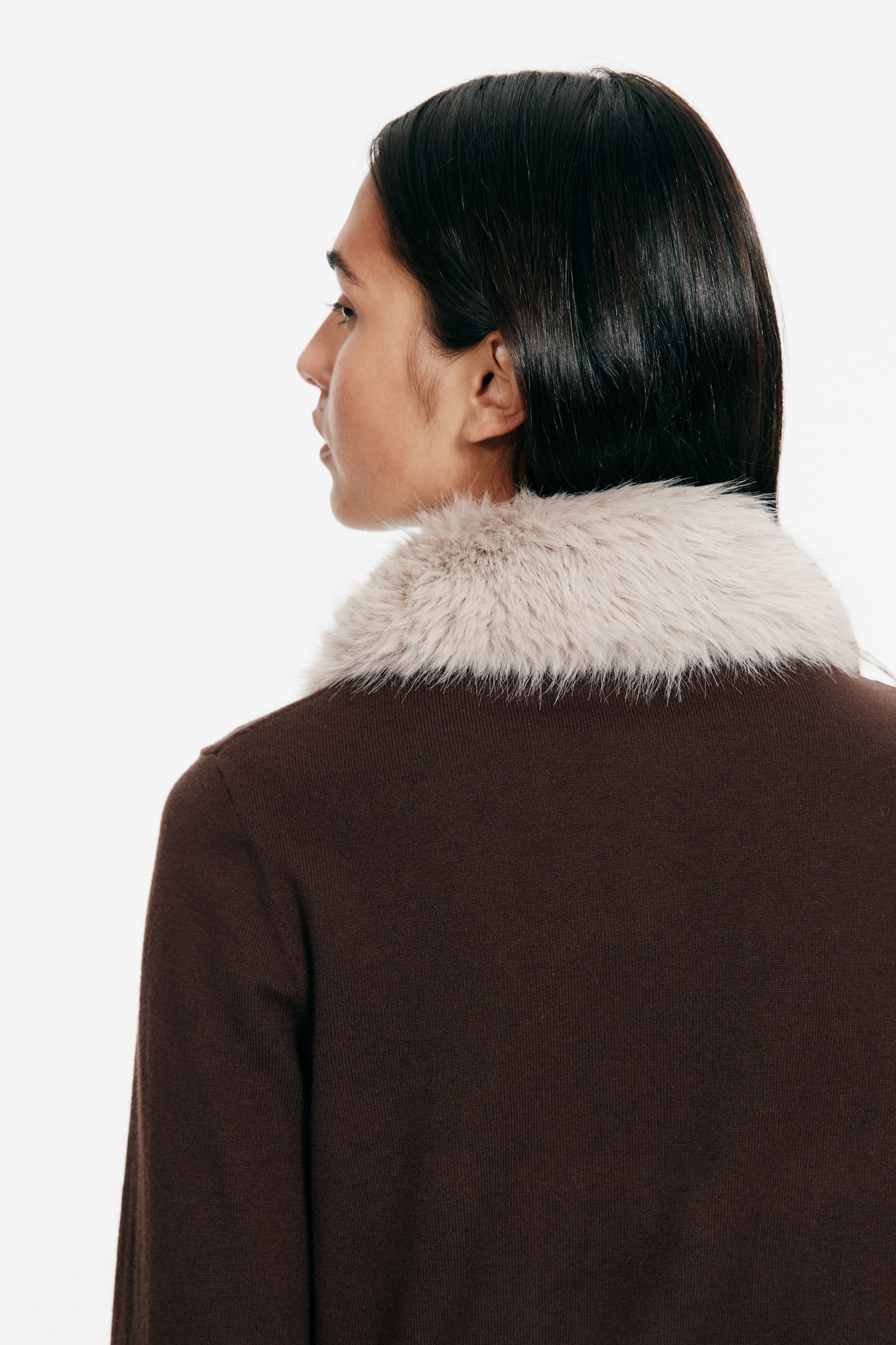 Collared cardigan - Dark brown/Light beige marl/Dark grey - 5