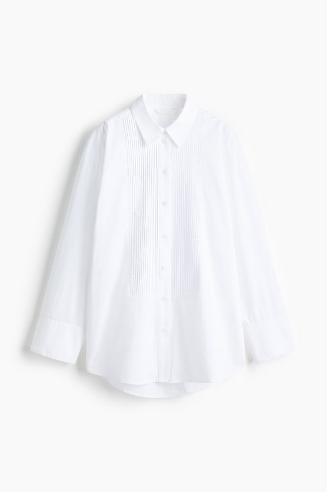 Oversized Smokingbluse - Weiß - 1