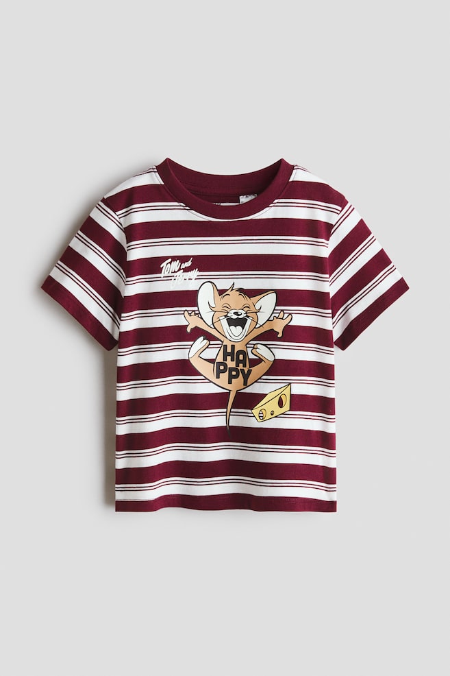 プリントデザイン コットンTシャツ - ダークレッド／トムとジェリー/アイボリー／101匹わんちゃん/ネイビーブルー／バットマン/ダークグリーン／101匹わんちゃん - 1