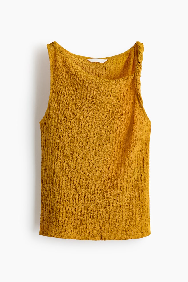 Asymmetric crinkled top - Mustard yellow - 1