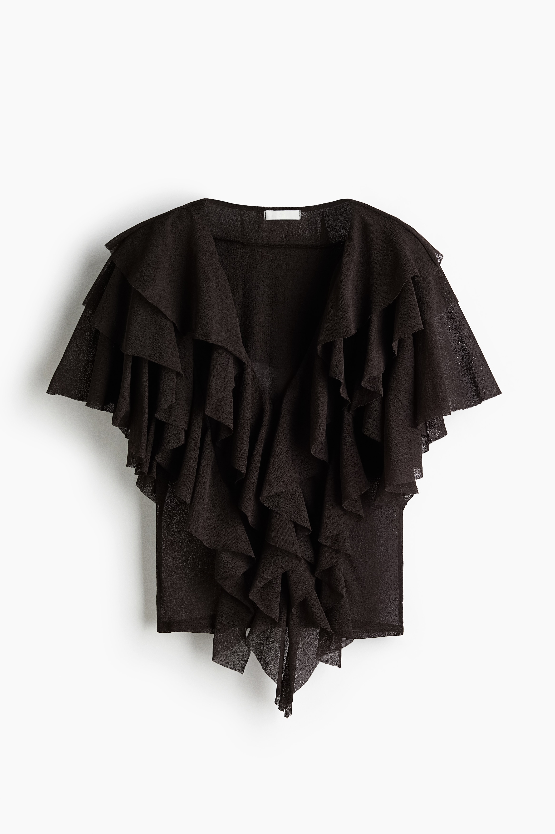 Bluză cu volane - Maro-închis/Crem