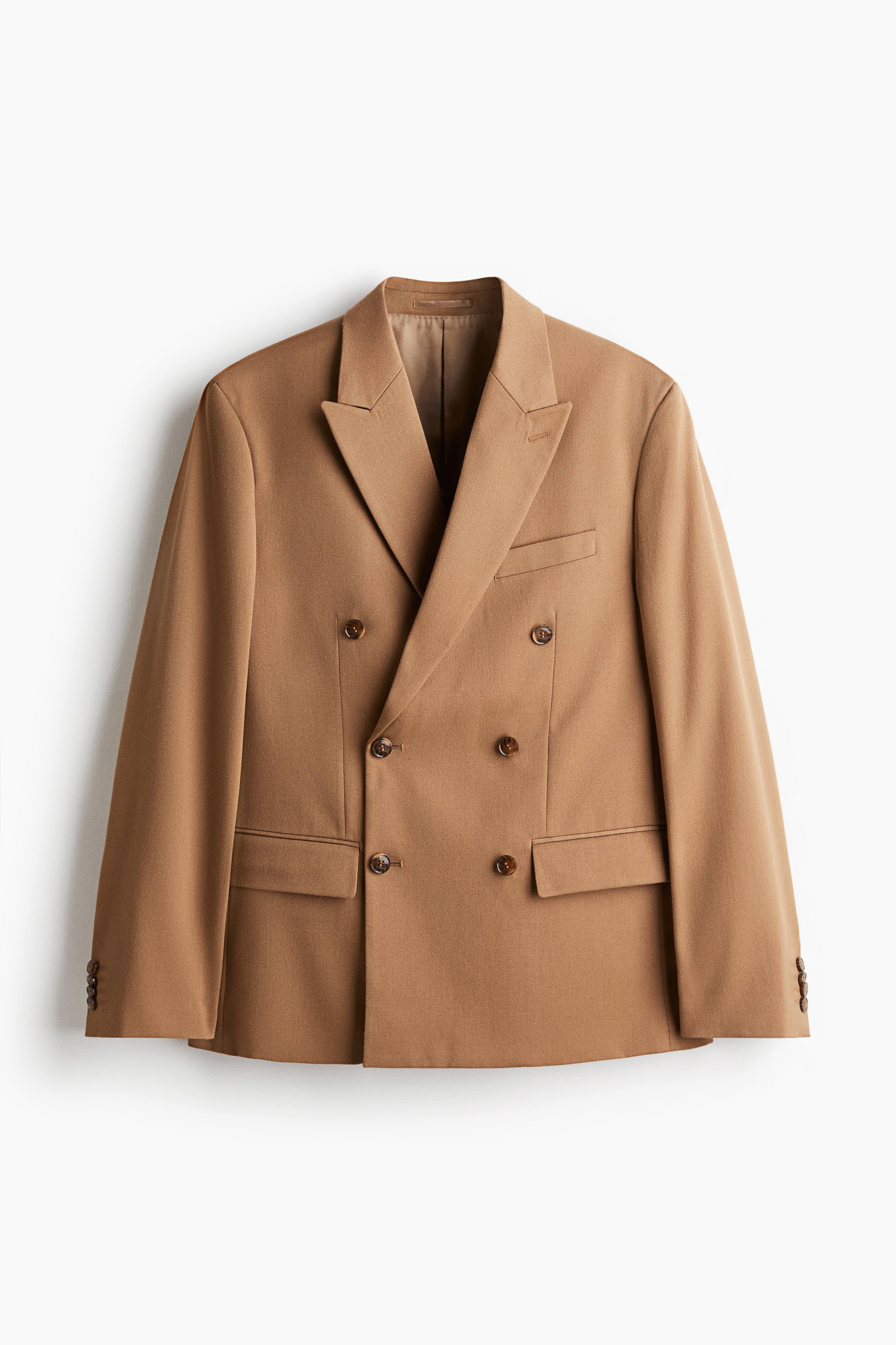 Dvouřadové sako Relaxed Fit - Béžová/Tmavě zelená khaki