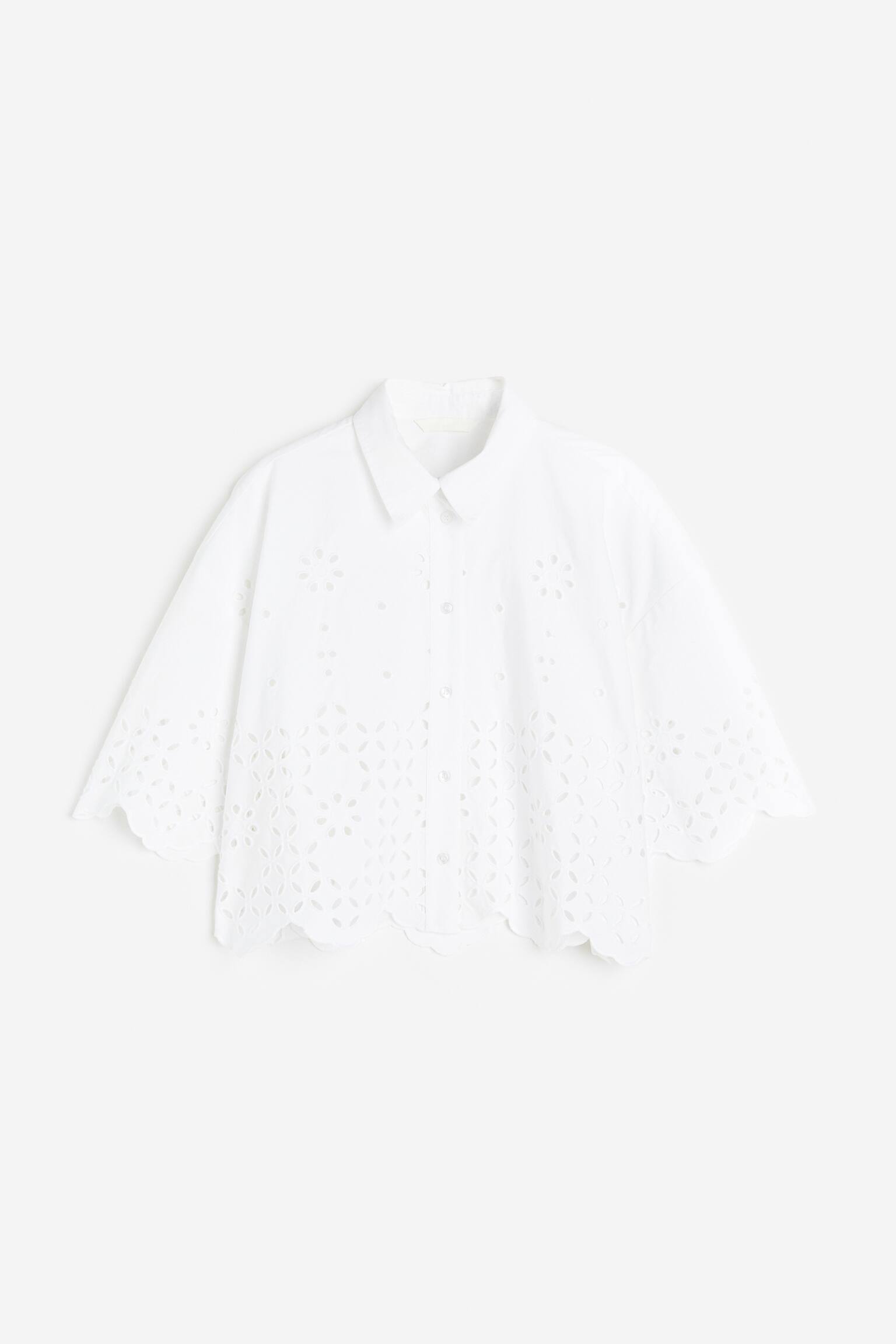 Broderie anglaise shirt - White - 1