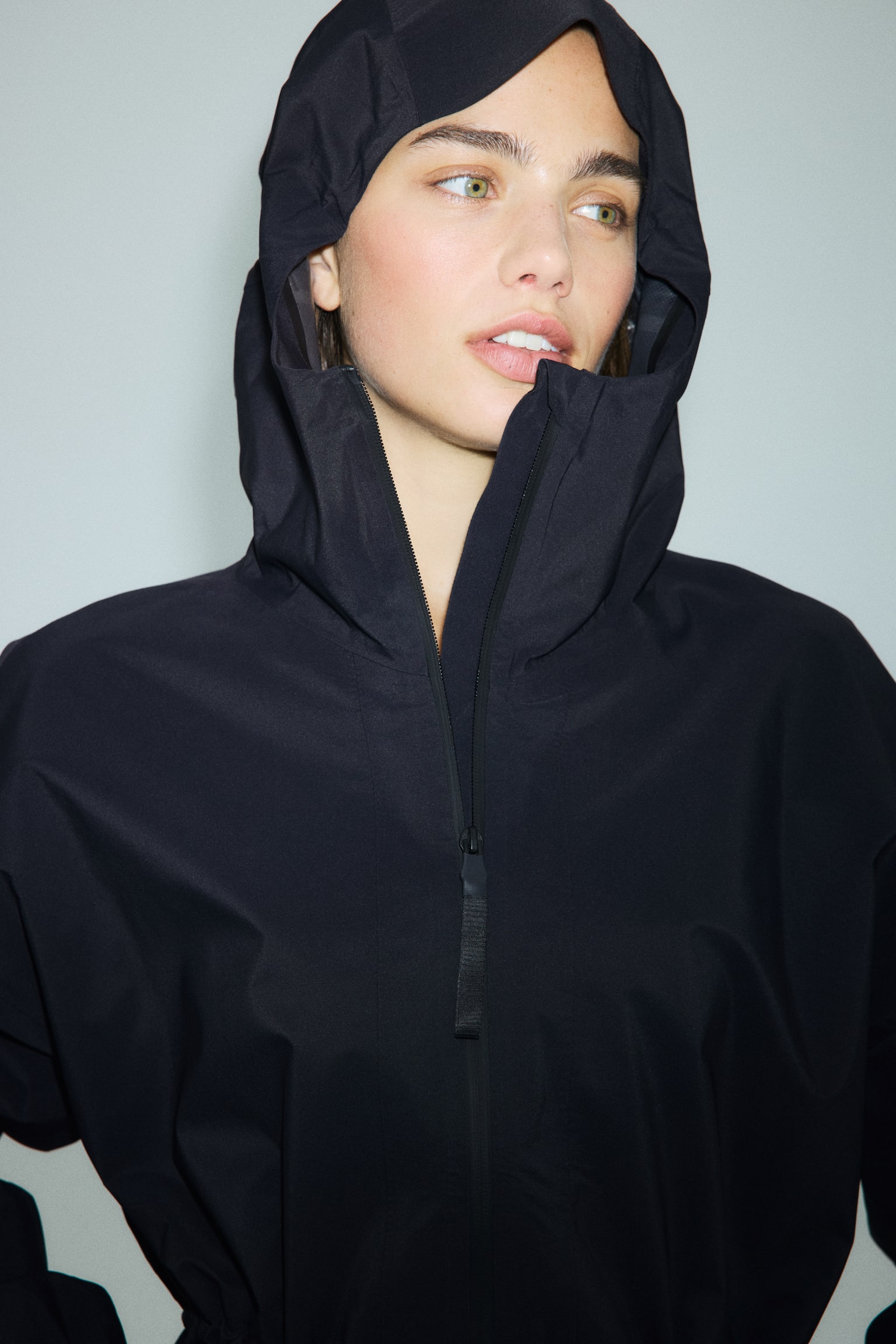 Rain jacket with StormMove™ - Black/White/Beige - 3