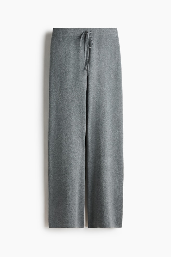 Pantaloni tricotați cu șnur - Gri - 1