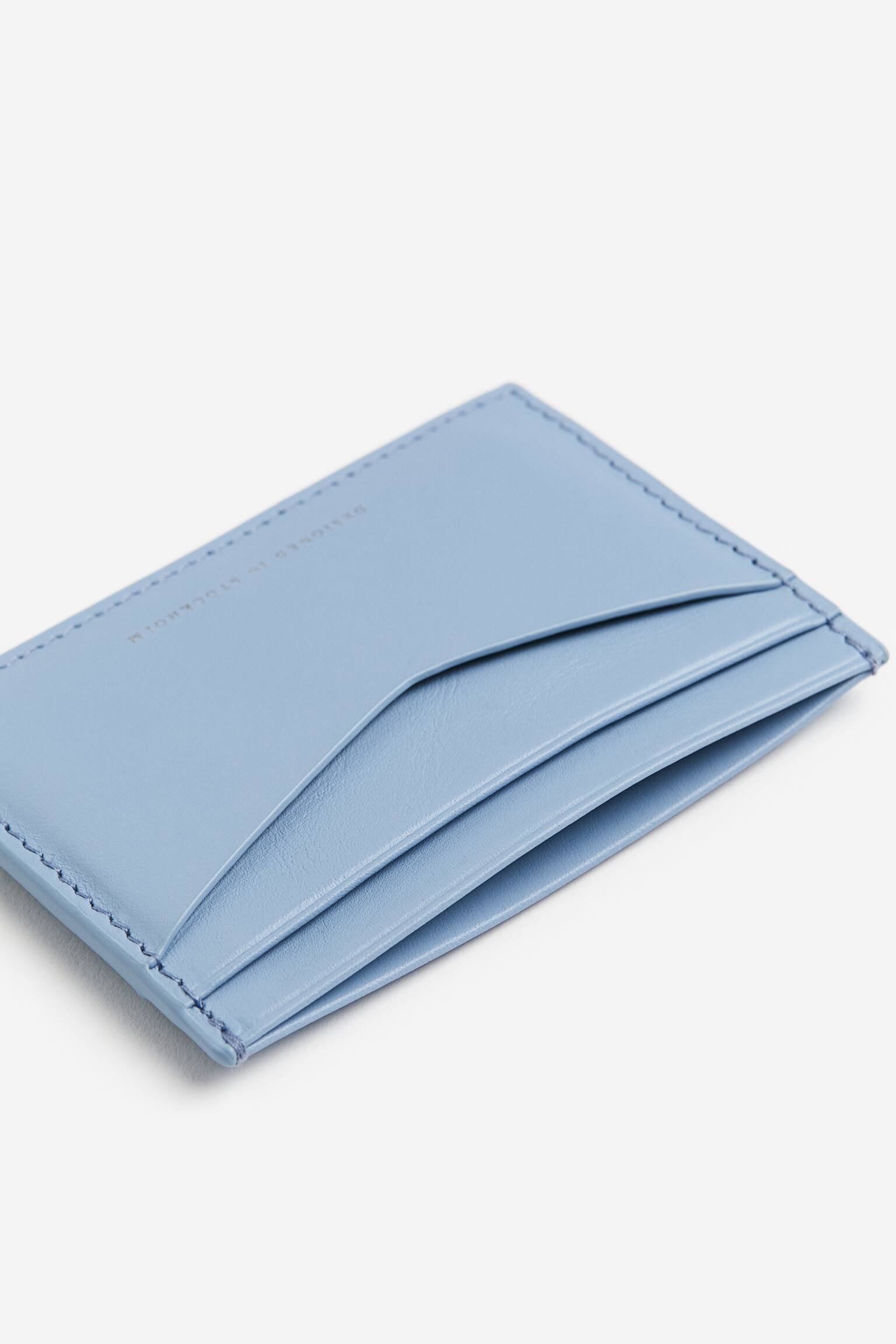 Leather Card Holder - Light blue/Black - 2