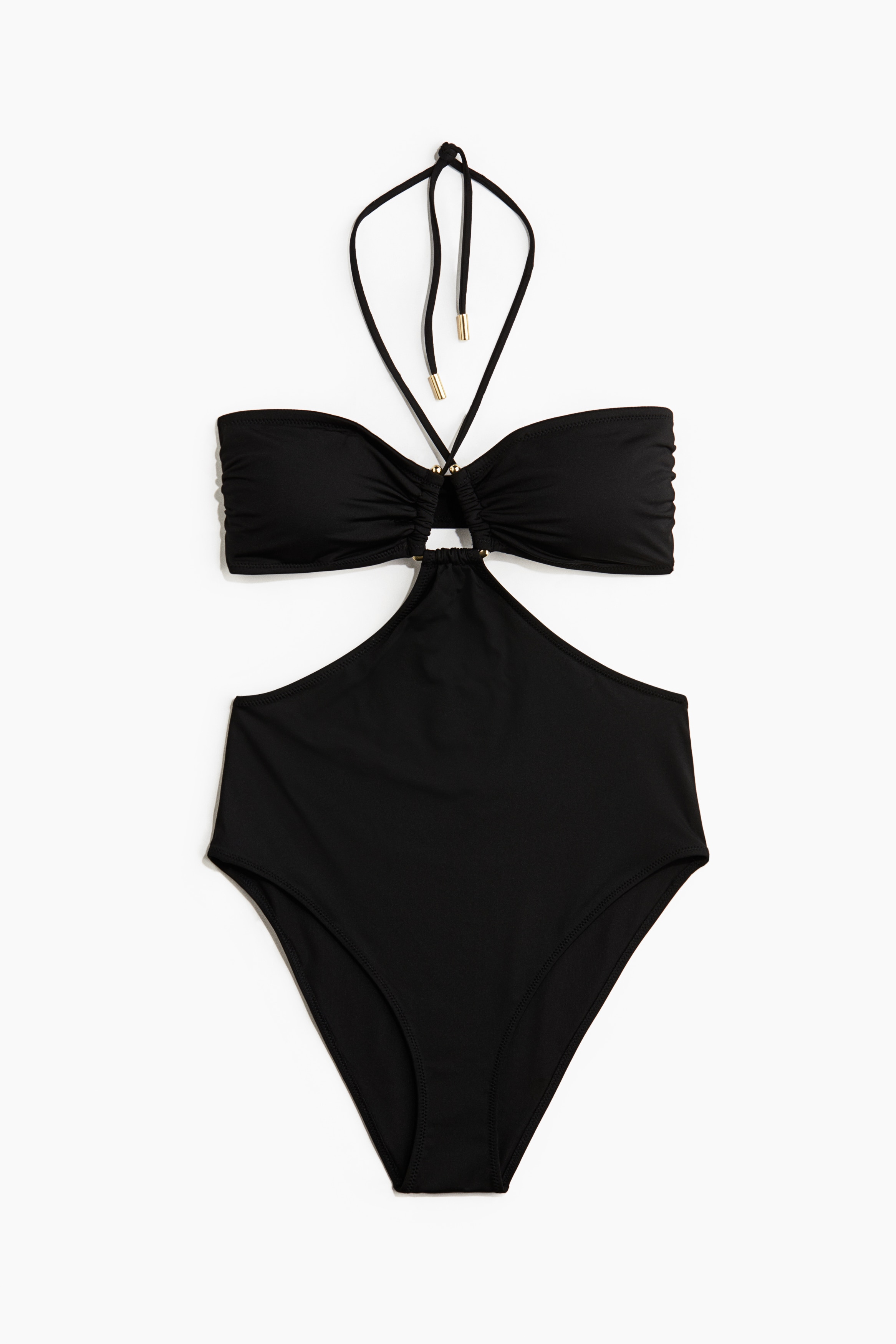 Badpak met cups met padding High Leg - Zwart