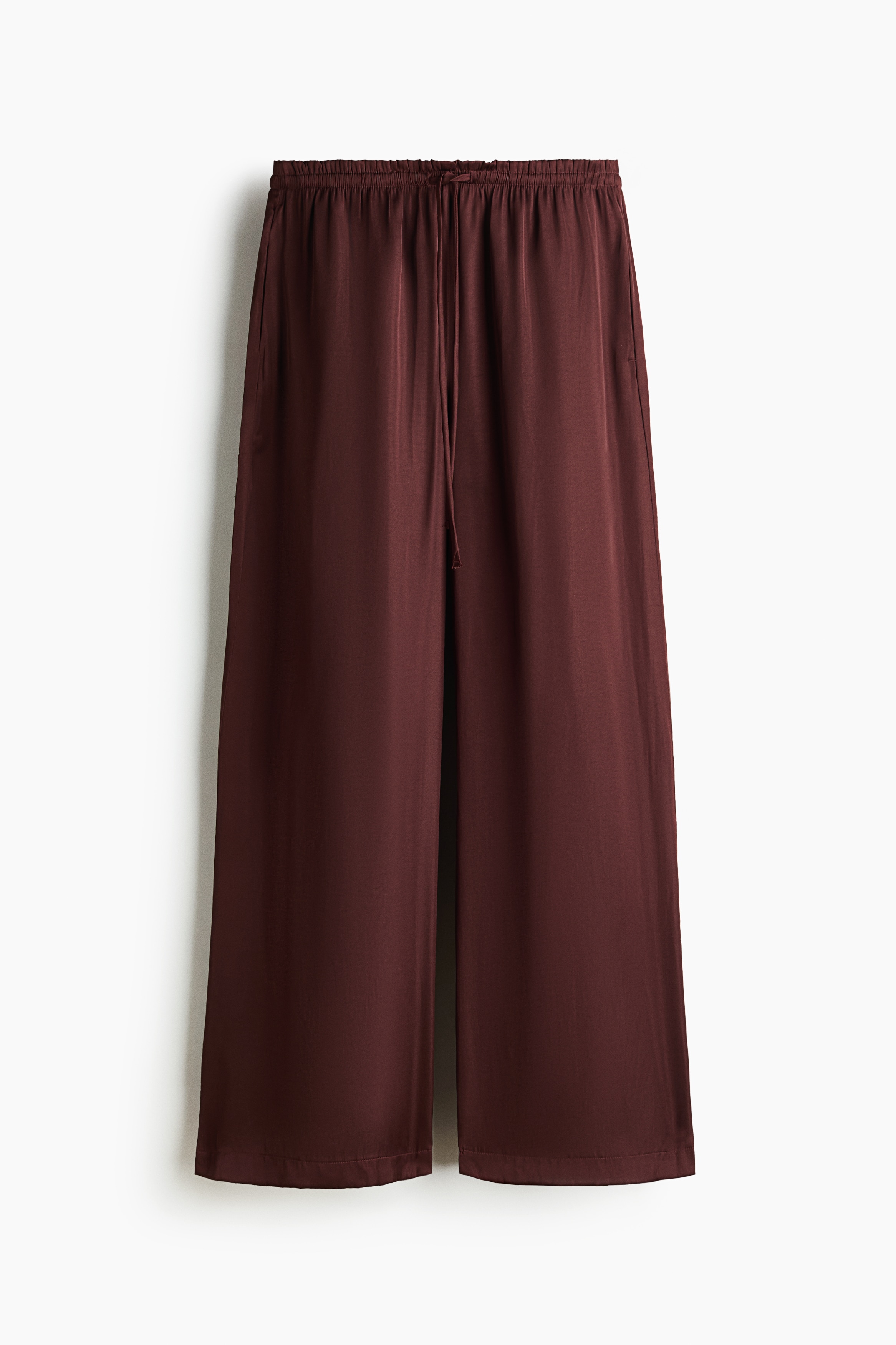 Satin drawstring trousers - Dark red/Navy blue/Patterned/Black/Dark khaki green/Beige