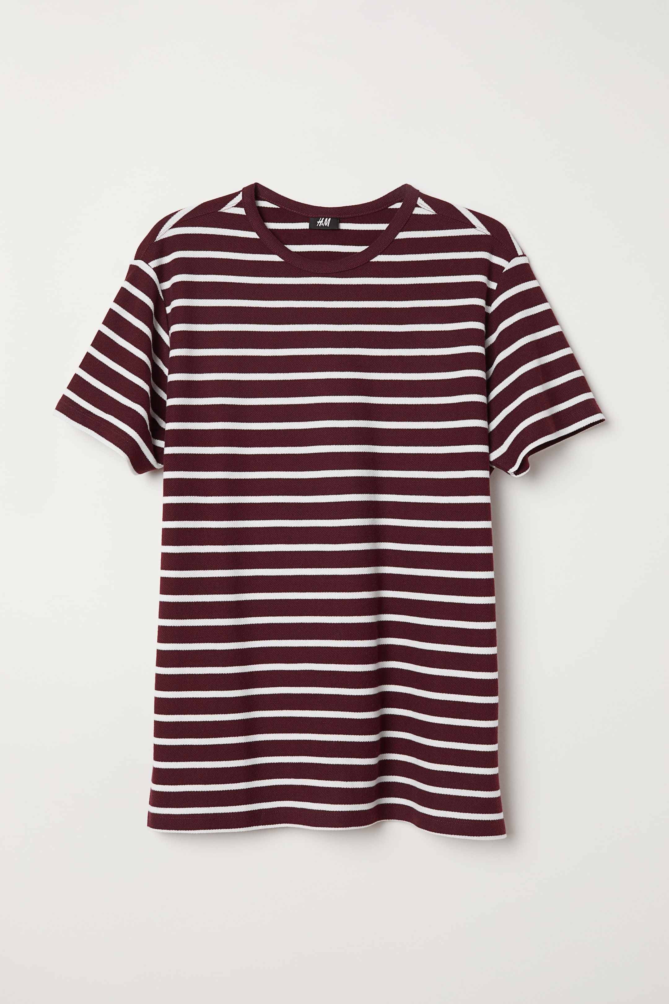Cotton piqué T-shirt Burgundy/White striped Men H&M