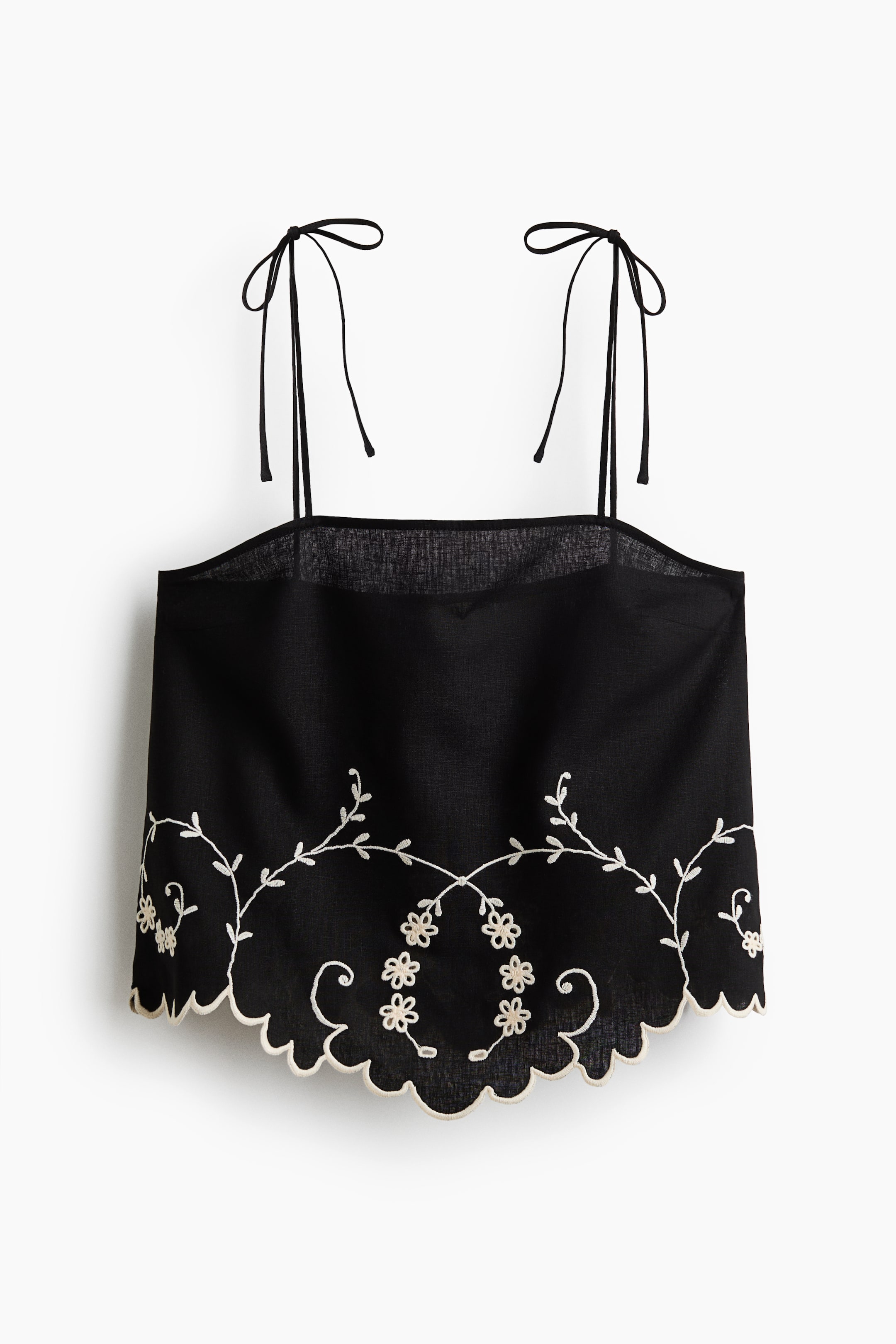 Embroidered Linen-Blend Top