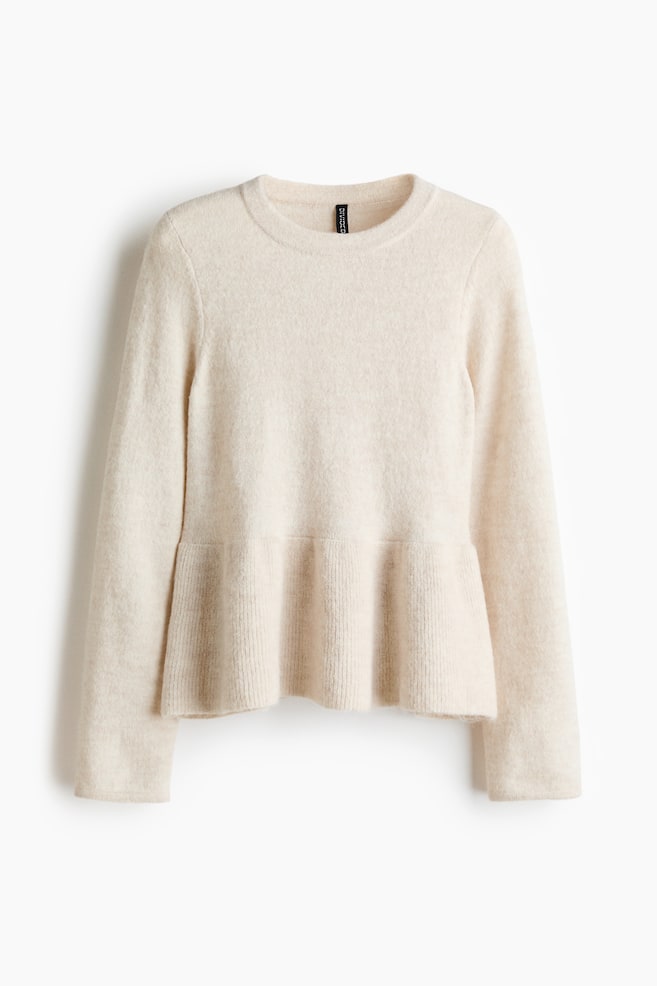 Peplum jumper - Light beige/Grey marl/Light pink marl - 1
