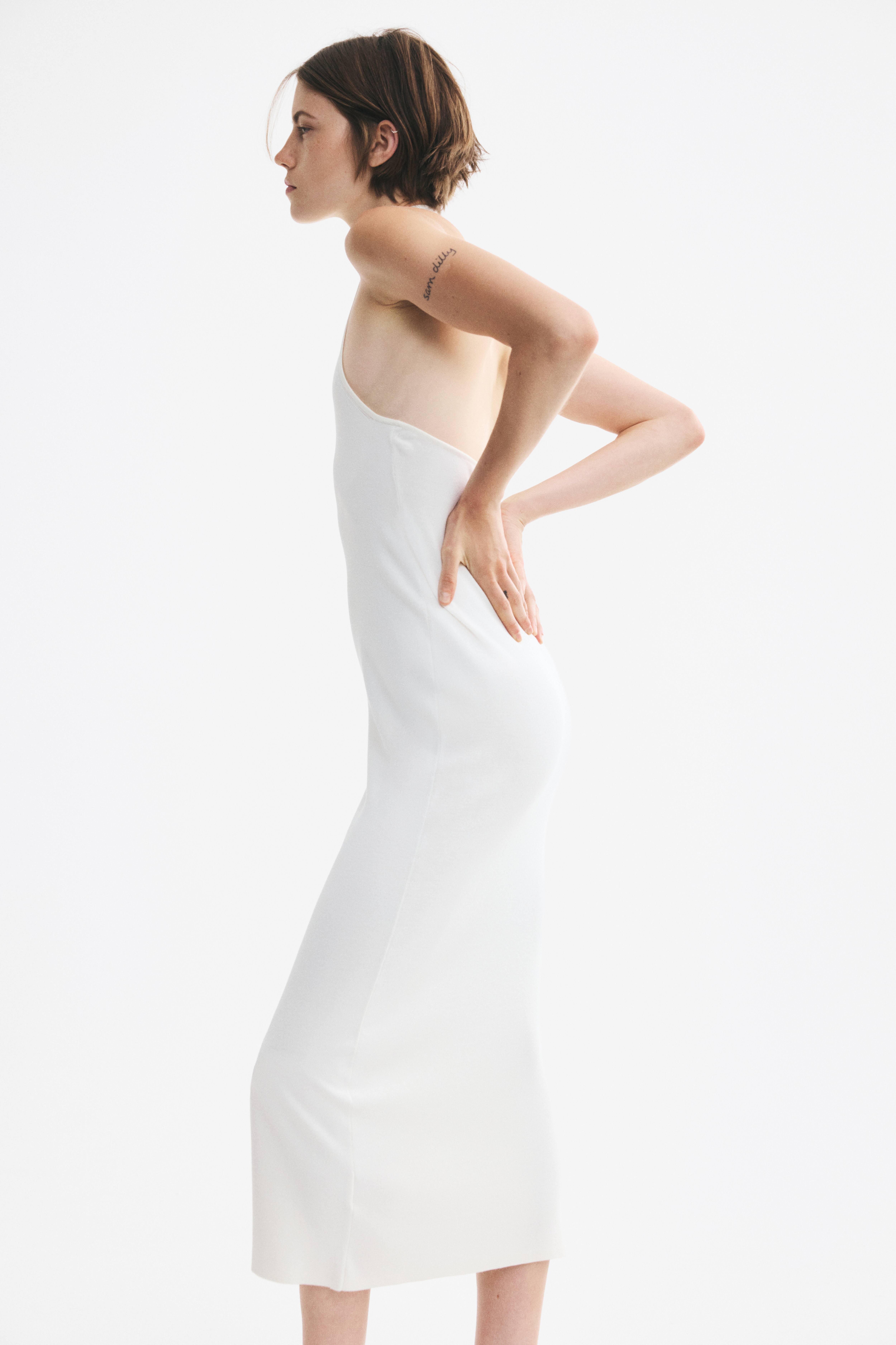 Calf-Length Halterneck Dress