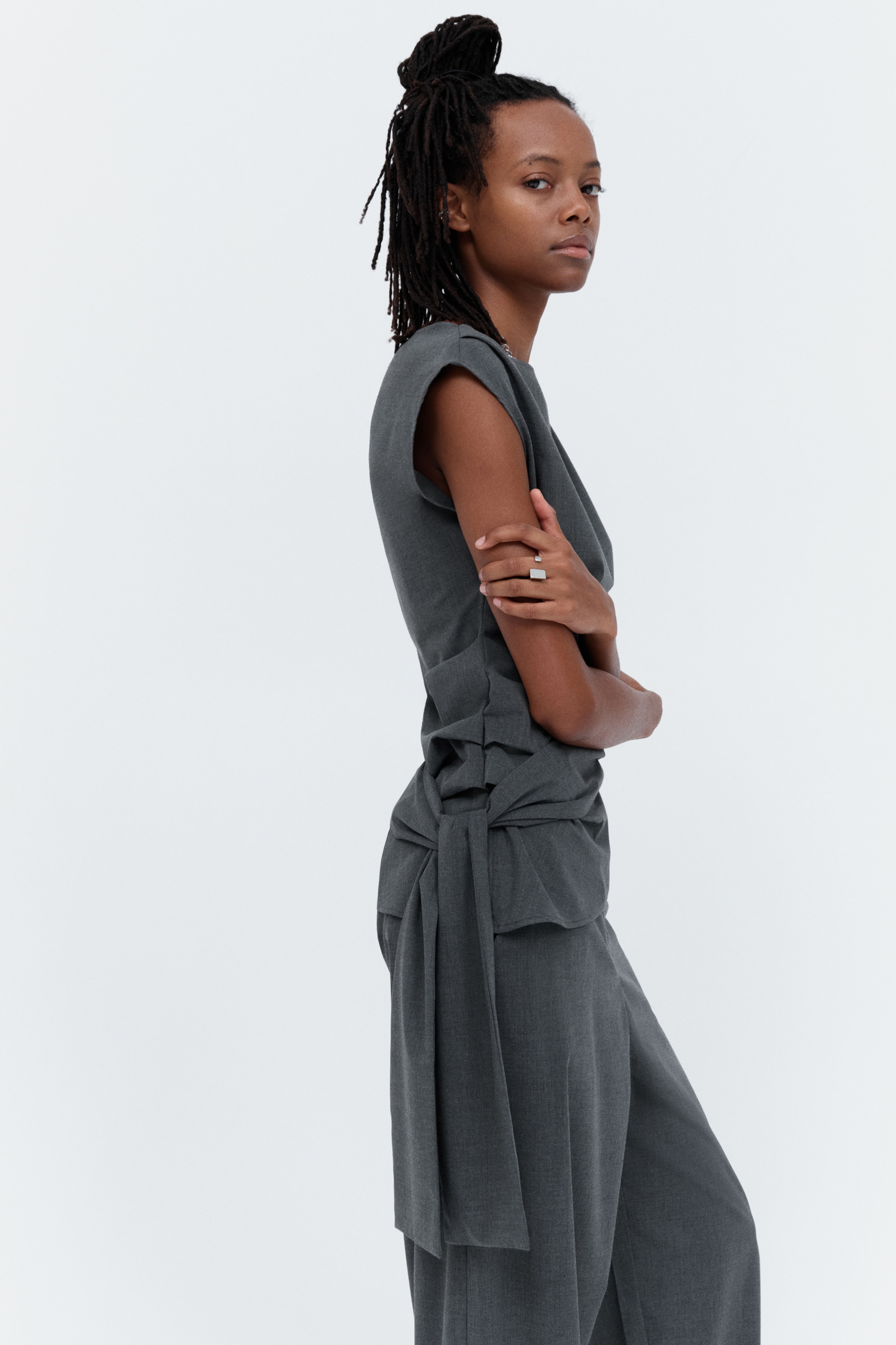 Tie-Detail Boat-Neck Top