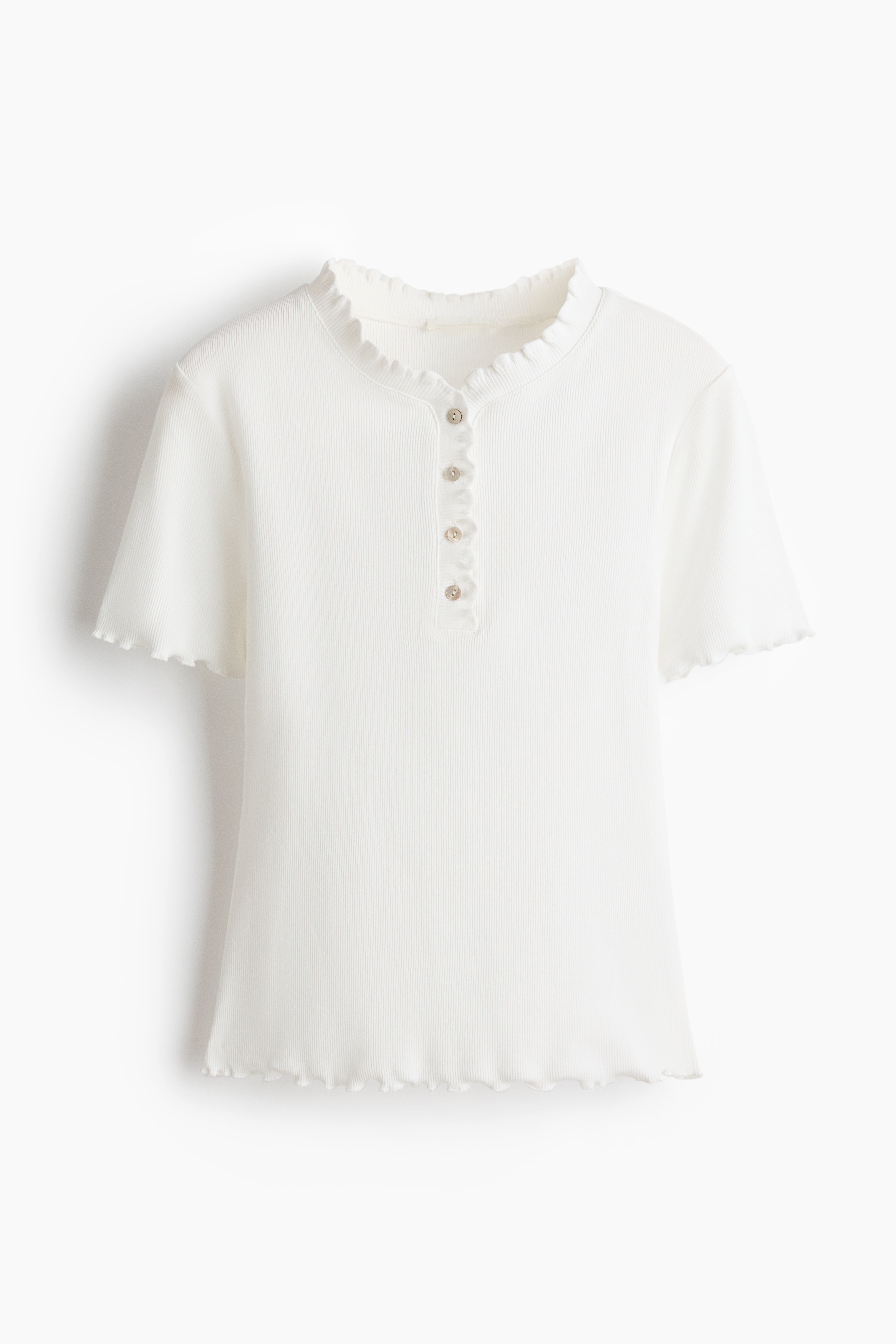 鎖邊平紋上衣 - 白色