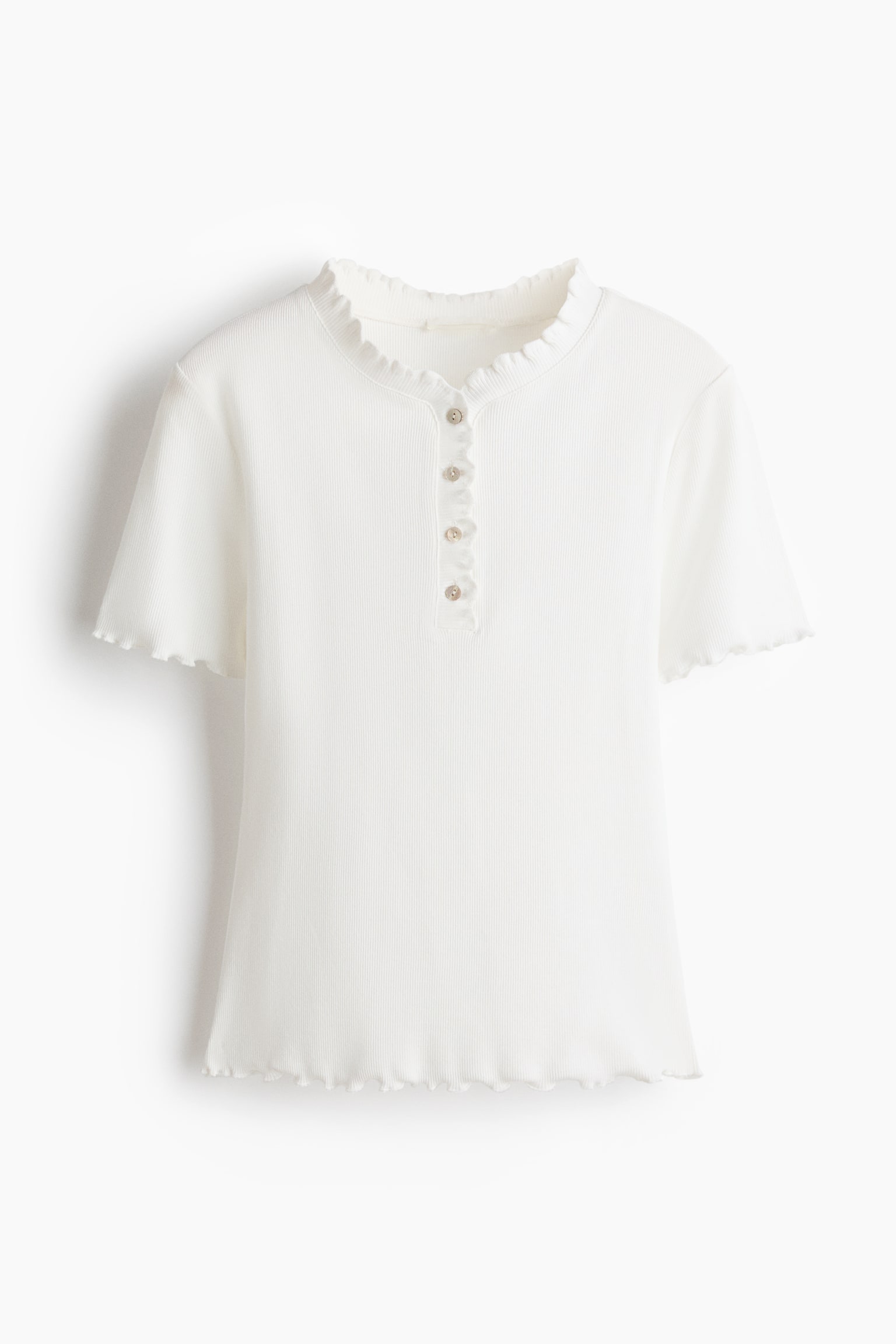 Žerzejový top s overlockem - Bílá - 1