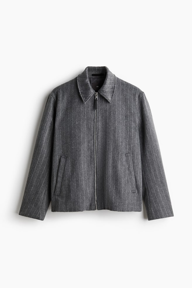 Regular Fit Wool-blend jacket - Dark grey/Pinstriped - 1