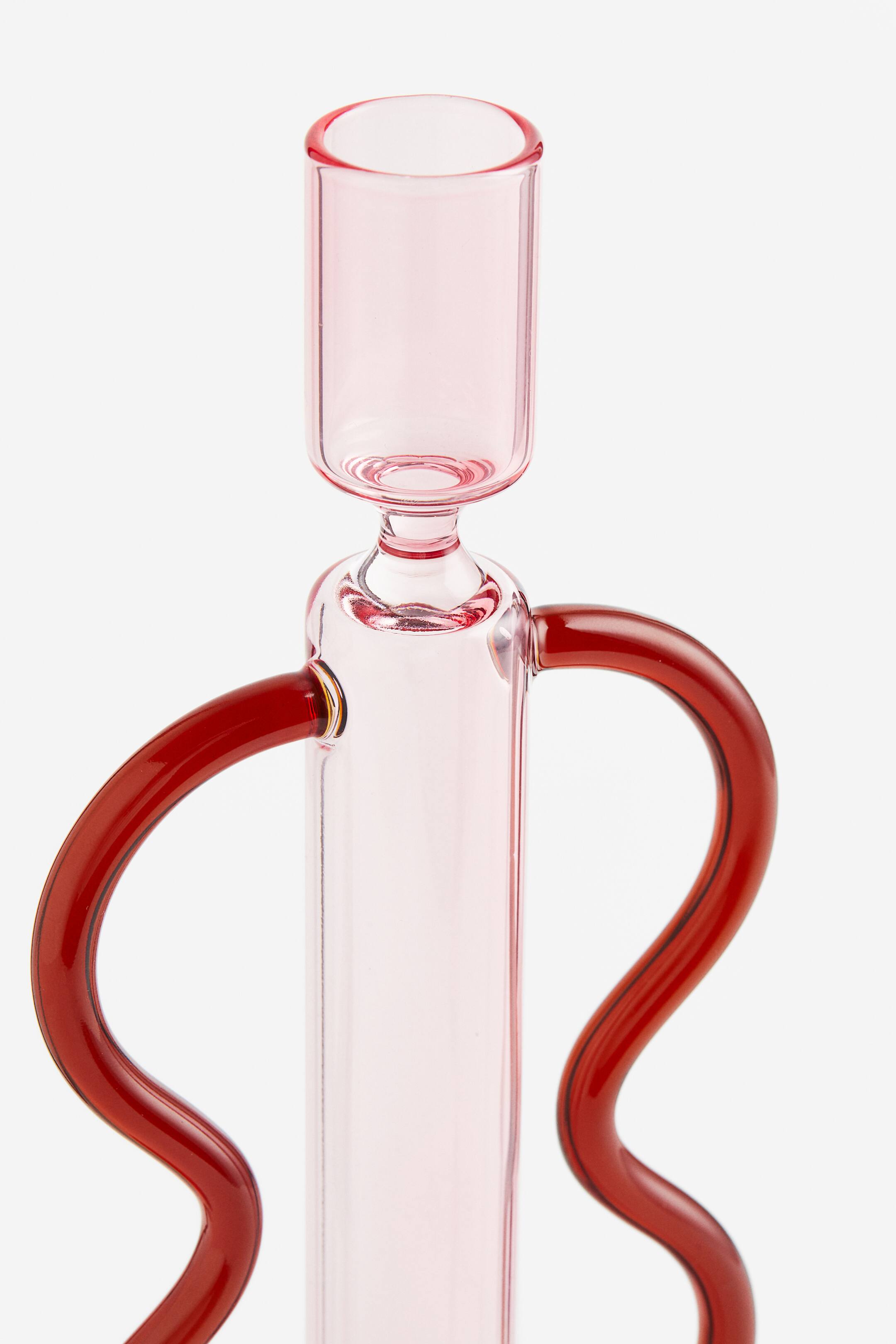 Glass candlestick Light pink/Red Home All H&M GB