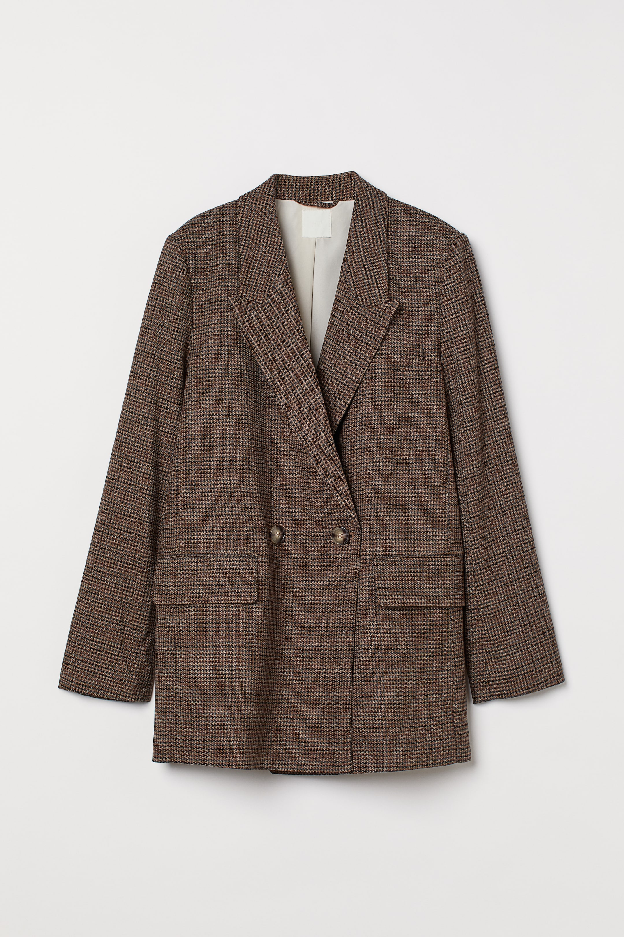 查看大圖: 雙排扣外套 - 咖啡色/格紋 - Ladies | H&M 1