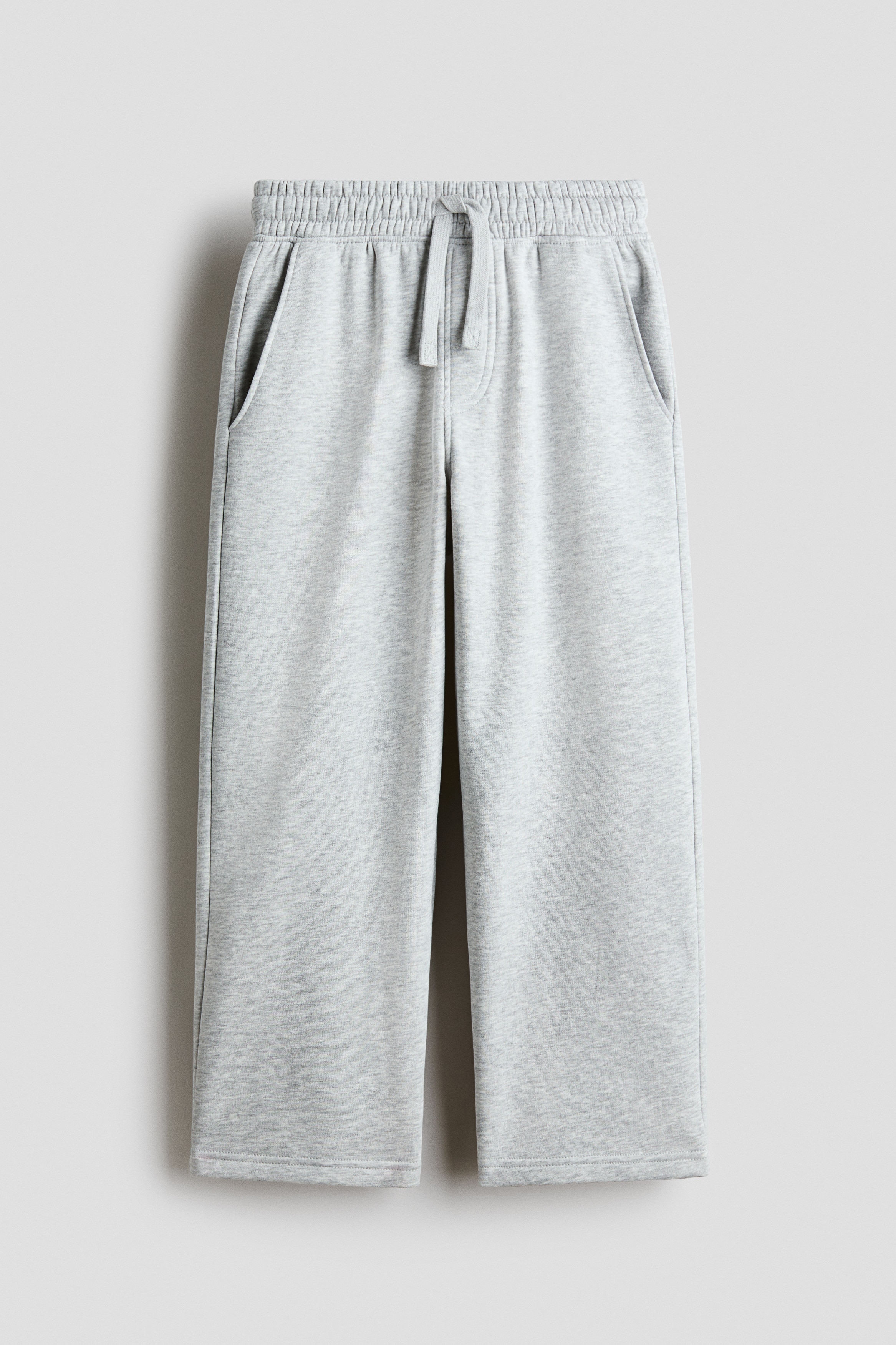 Wide-Leg Brushed-Inside Joggers - Light gray melange/Black