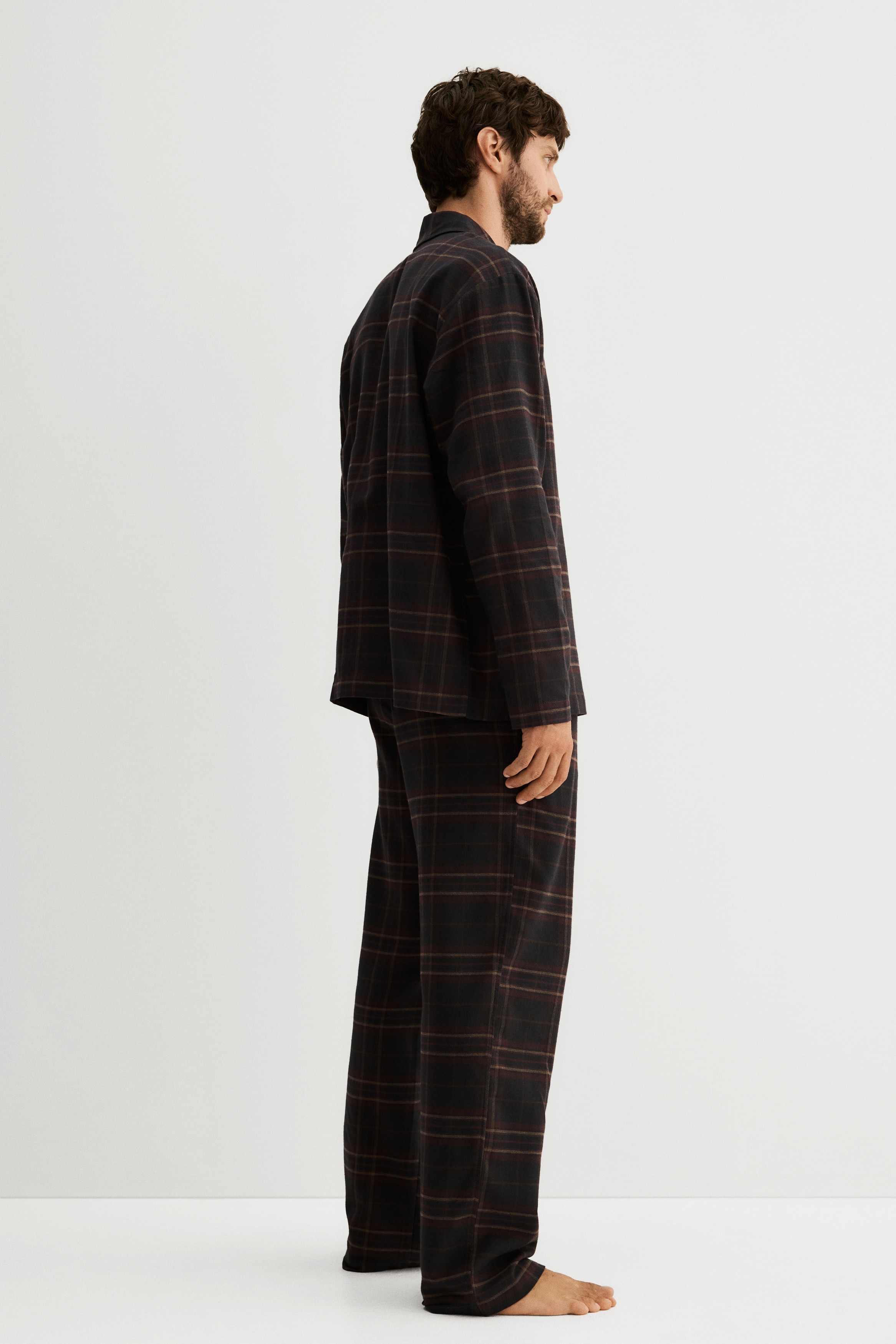 Pyjama Homme Hiver Chaud Flanelle à Carreaux - Ensemble 2 Pièces Confortable Avec Poches