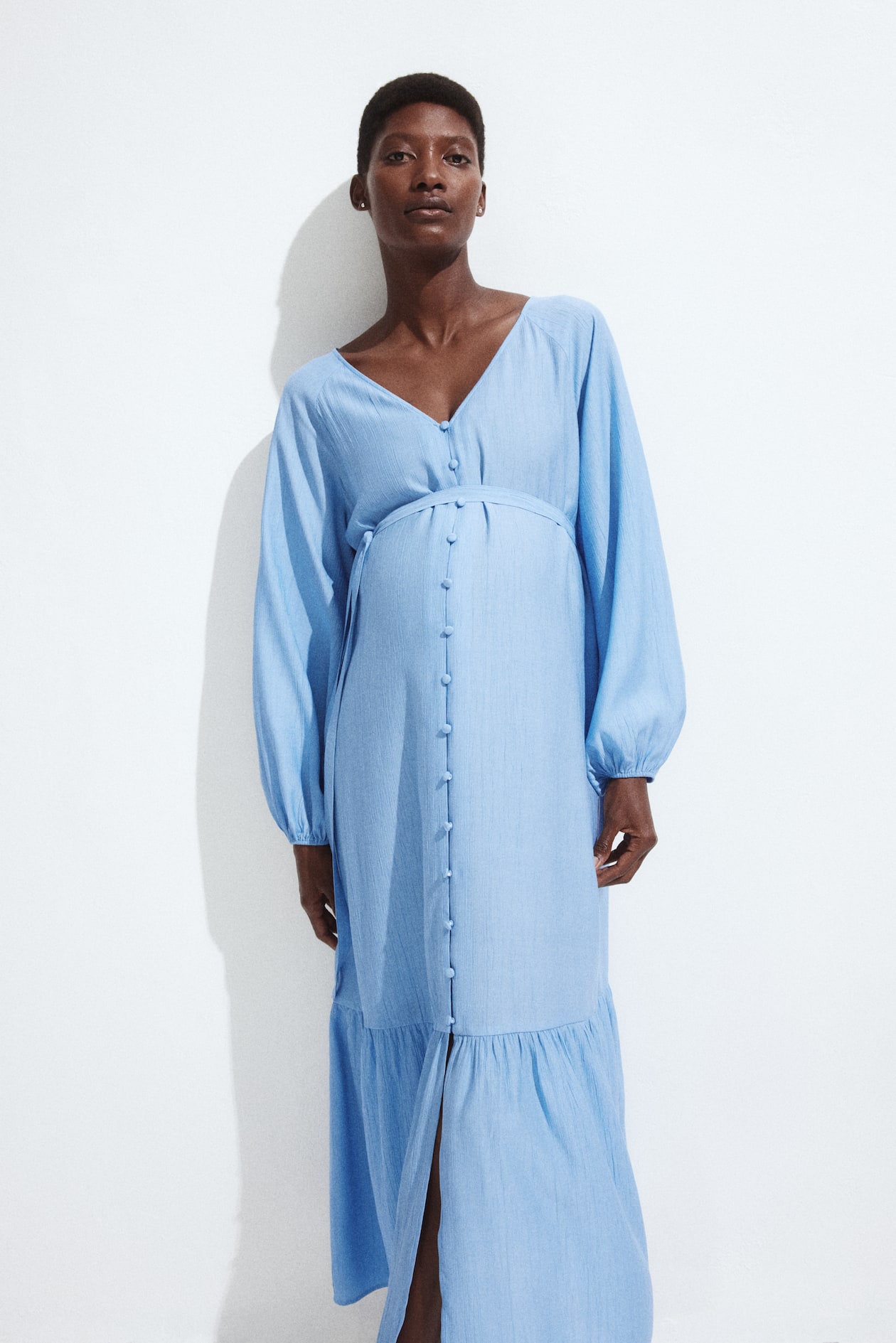 MAMA Before After Tie-belt Dress Light blue Ladies H&M US