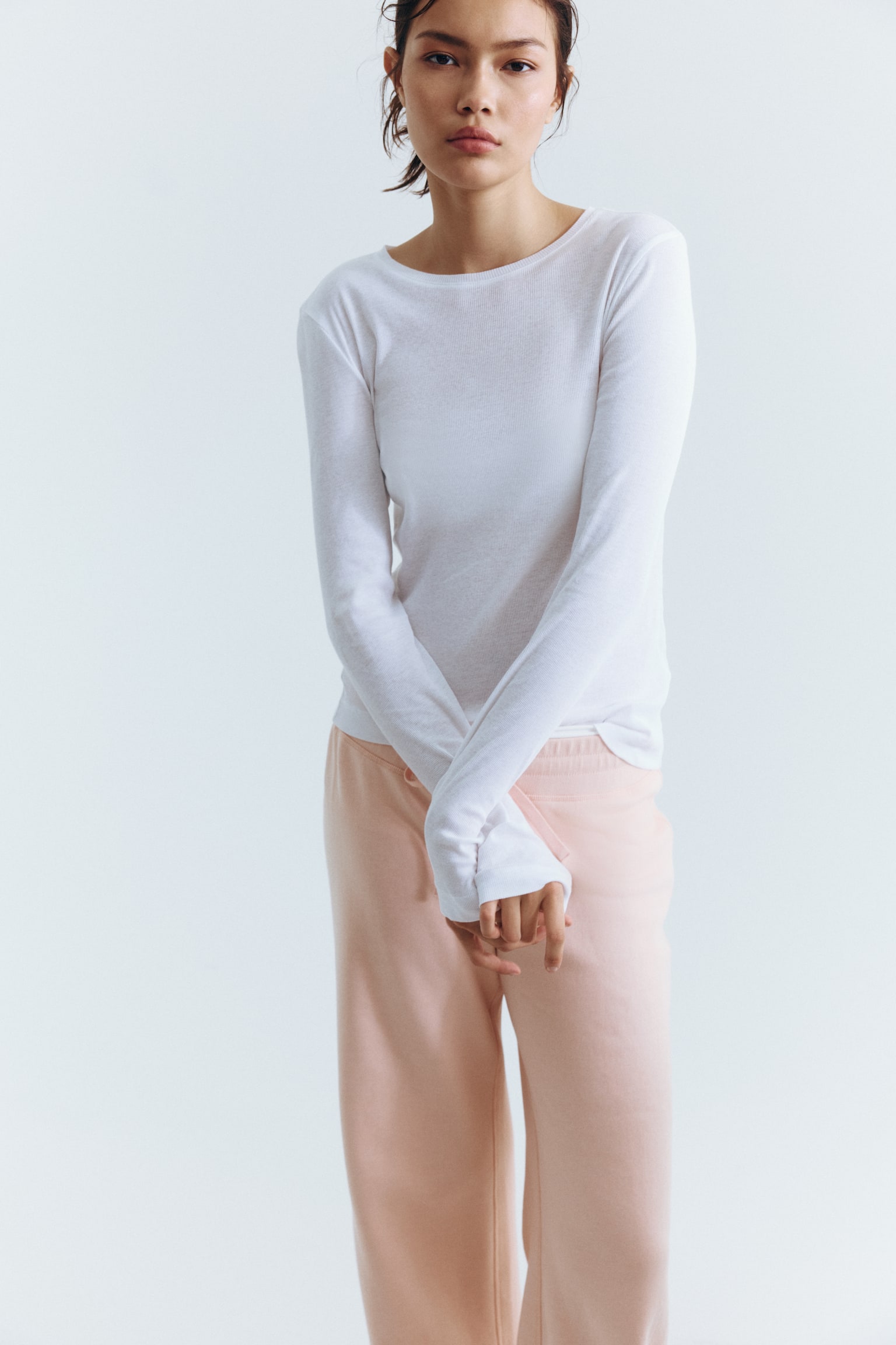 Flared Sweatpants - Light peach pink/Black/Brown/Gray melange - 5