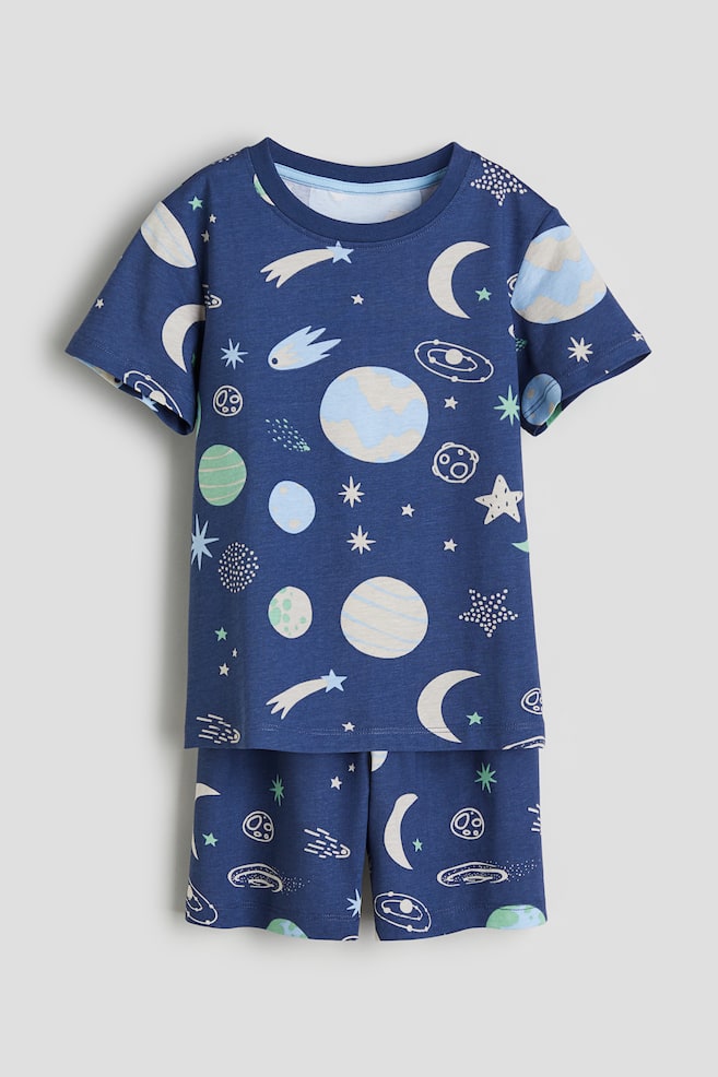 Printed cotton pyjamas - Dark blue/Patterned/Black/Footballs/Bright blue/NASA/Green/Tennis racquets/dc/dc - 1