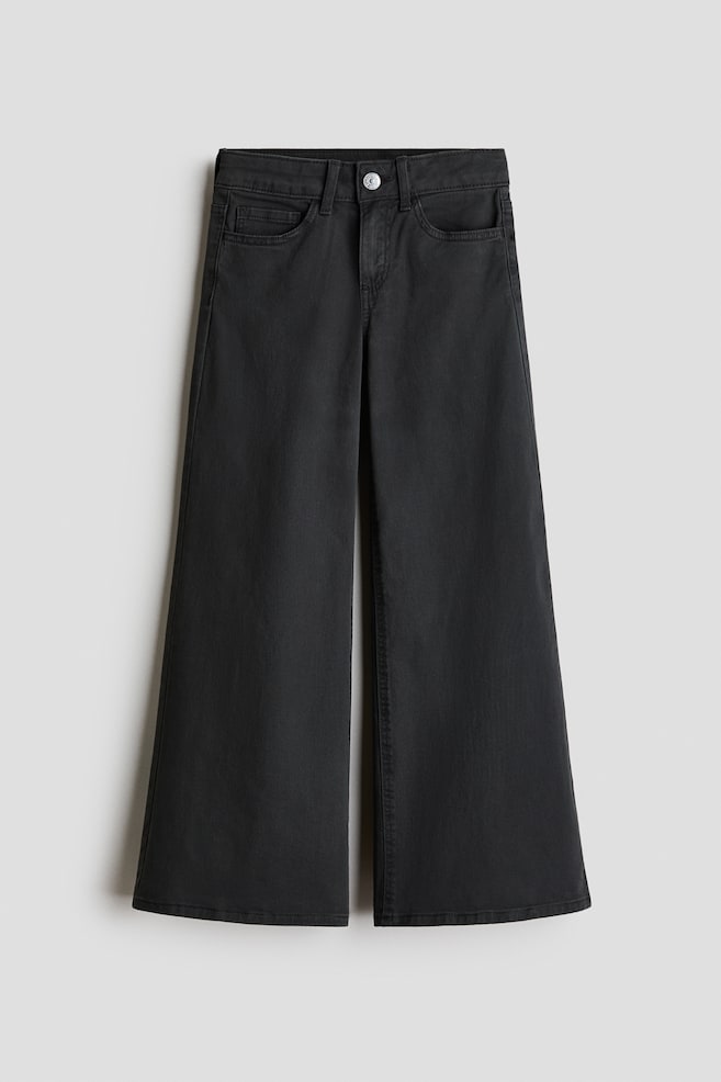 Wide-leg twill trousers - Dark grey/Dark pink/Khaki green - 1