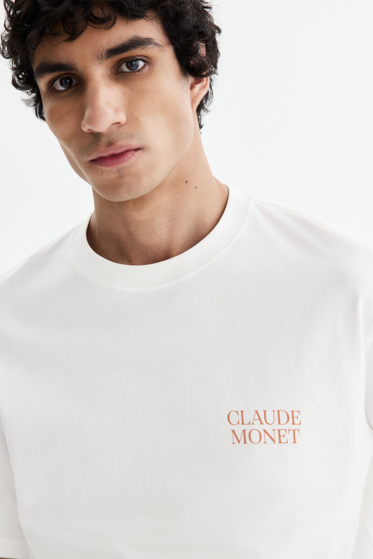 T-shirt Loose Fit-Biały/Monet - 3