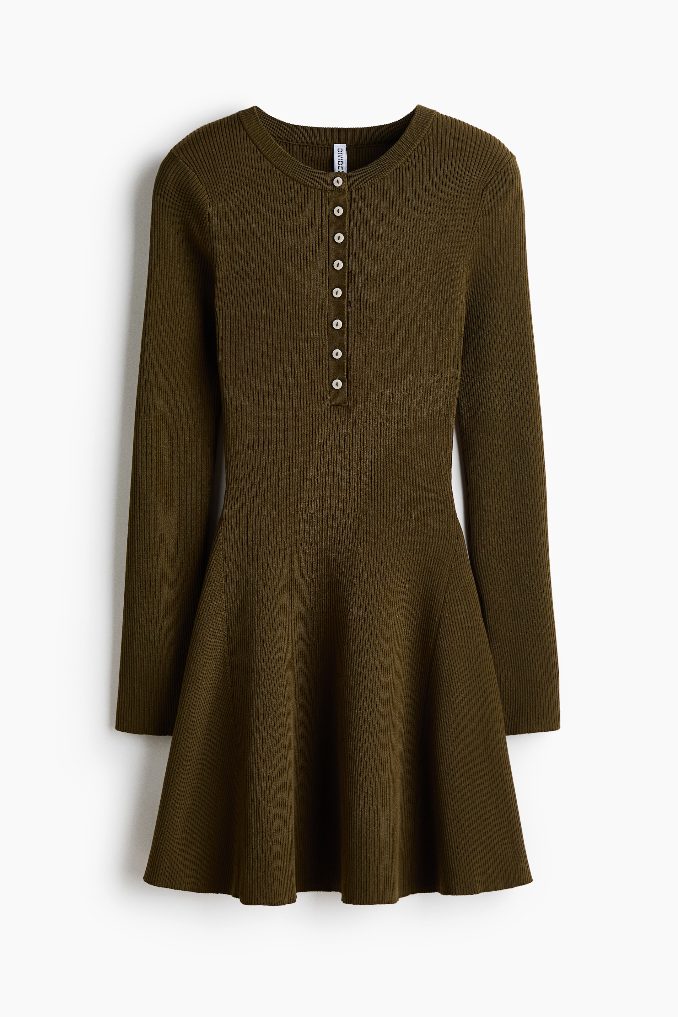 Rib-knit flared-skirt dress