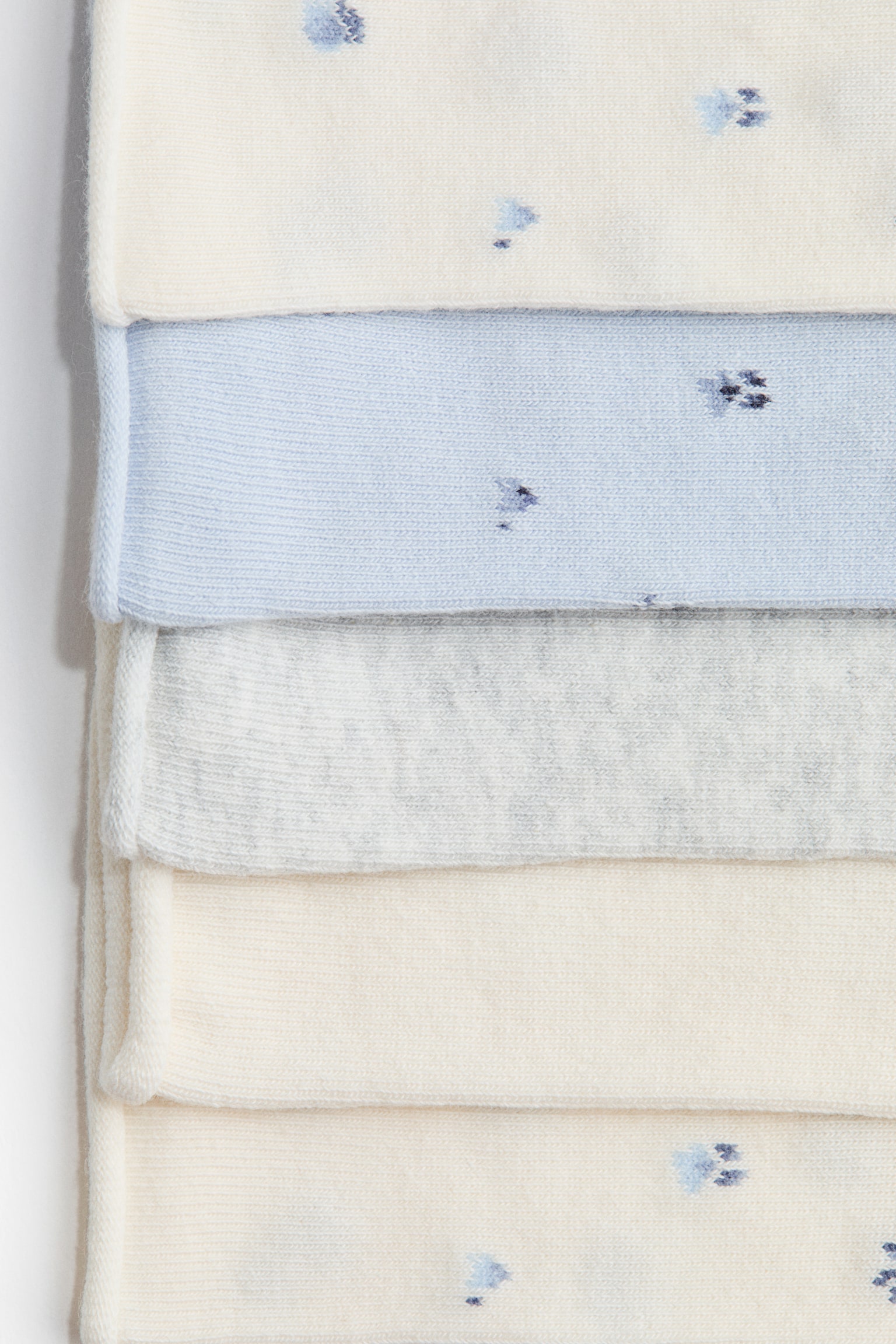 Набір із 5 пар шкарпеток - Білий/блакитні квіточки/Білий/горошок - 3