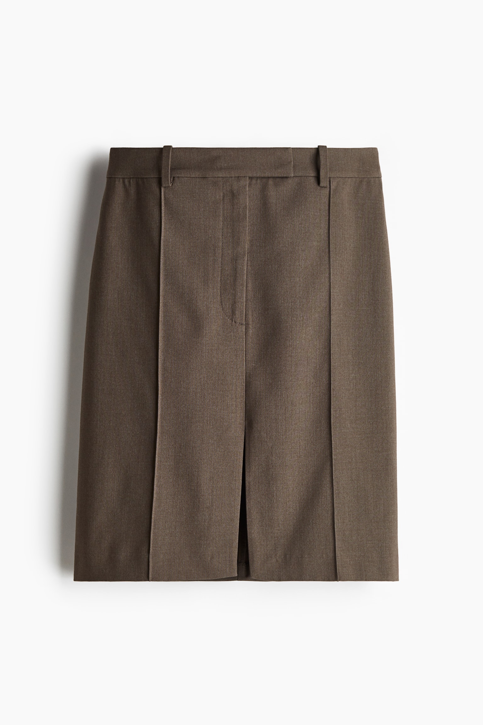 Linen-blend skirt - Dark brown - 2