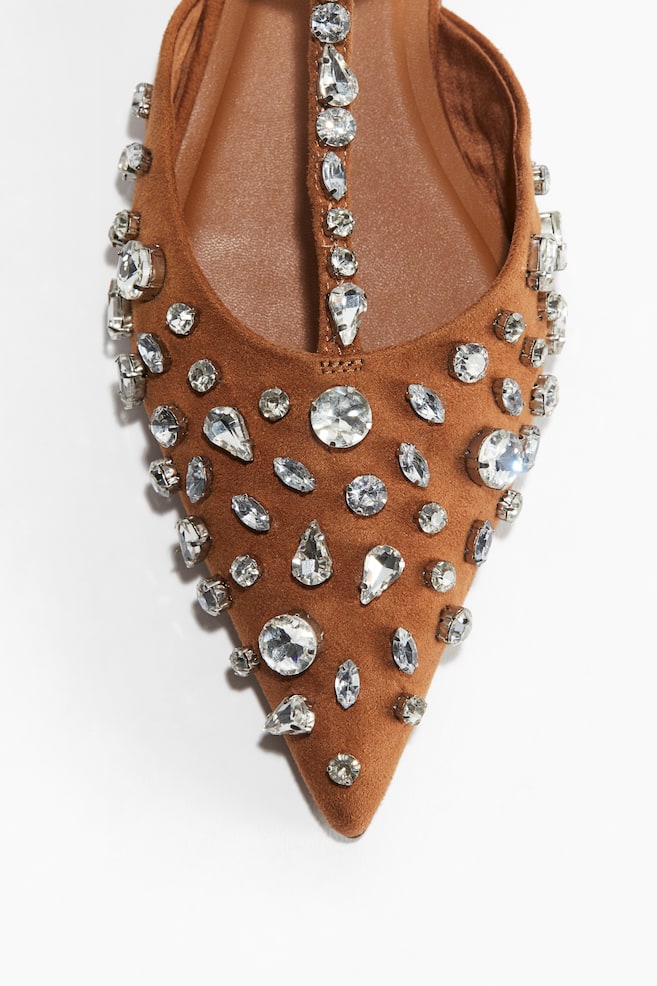 Sandaletten mit Strass - Braun/Silberfarben - 1