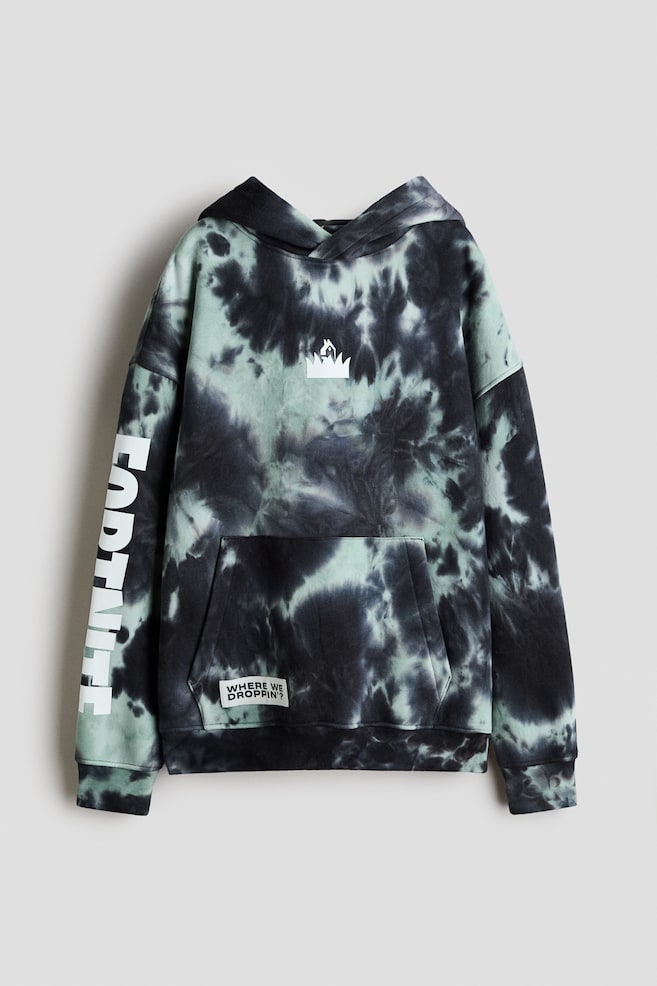 Brushed-inside printed hoodie - Dark turquoise/Fortnite/Turquoise/SpongeBob/Turquoise/SmileyWorld®/Dusty blue/SmileyWorld®/Green/Minecraft - 1