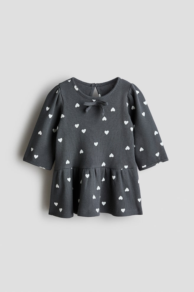 Printed cotton dress - Dark grey/Hearts - 1