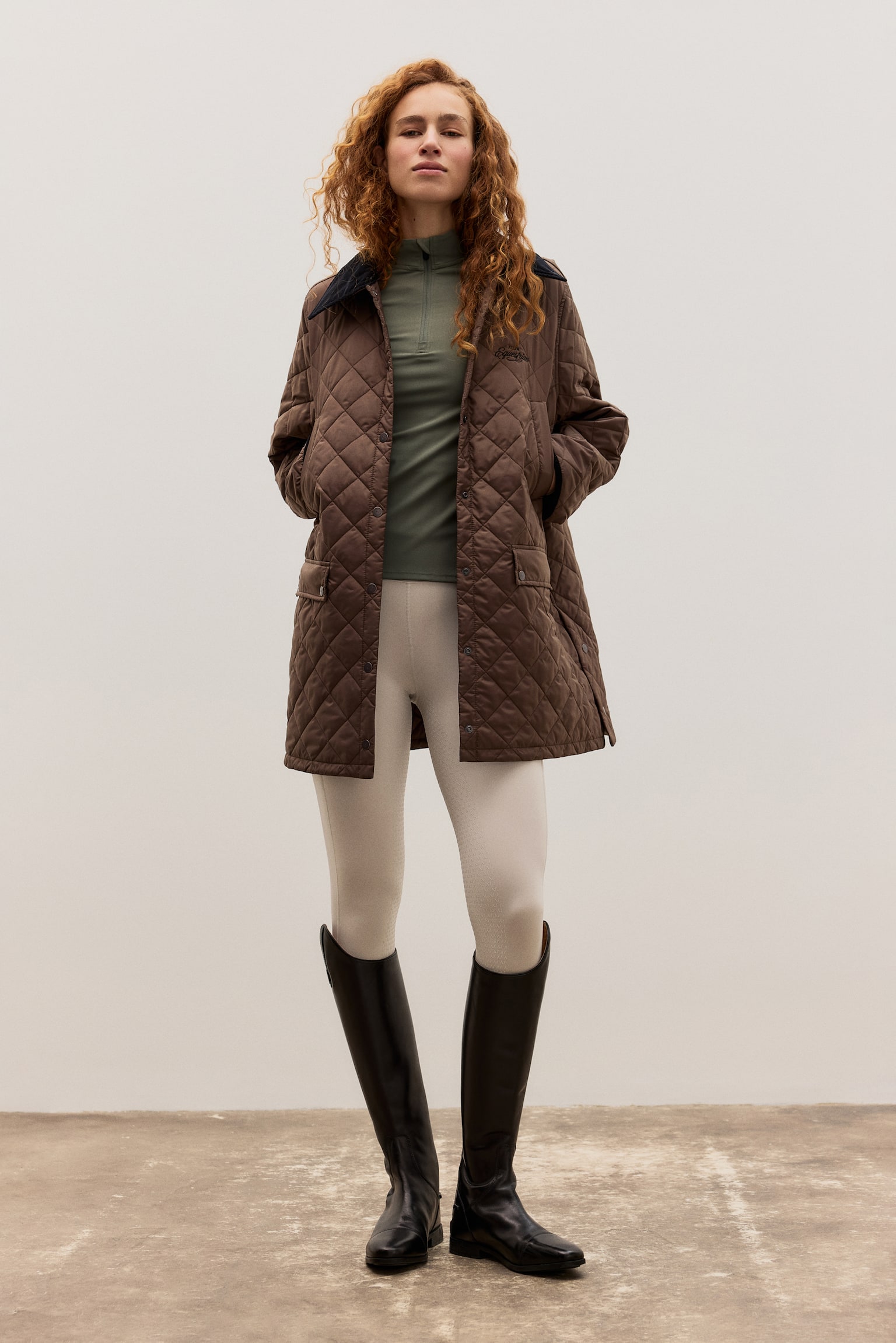 Full-grip riding leggings - Light beige/Khaki green/Navy blue/White/Warm grey/Black/Coffee bean brown - 1