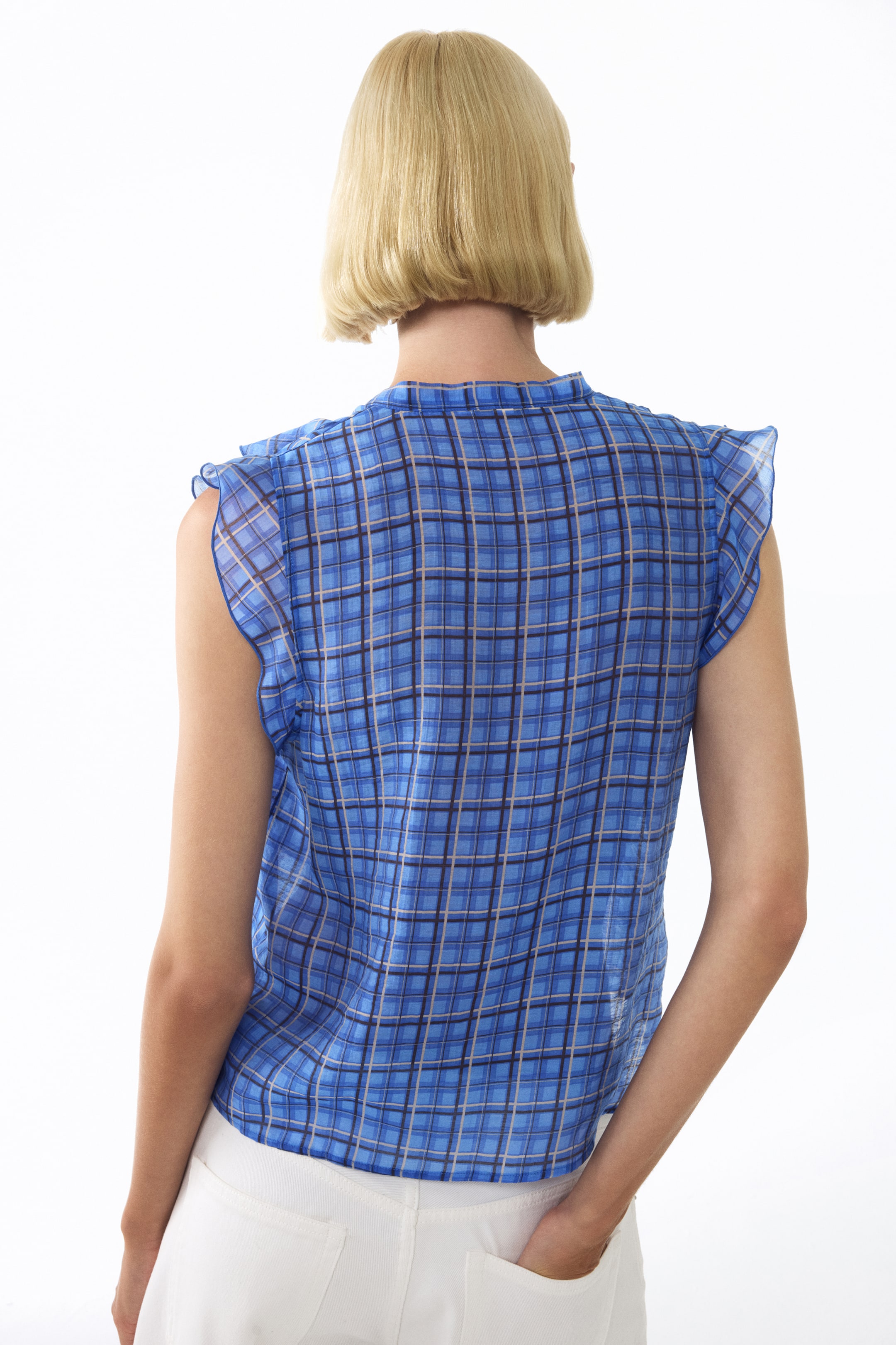Flounced Scarf-Collar Blouse
