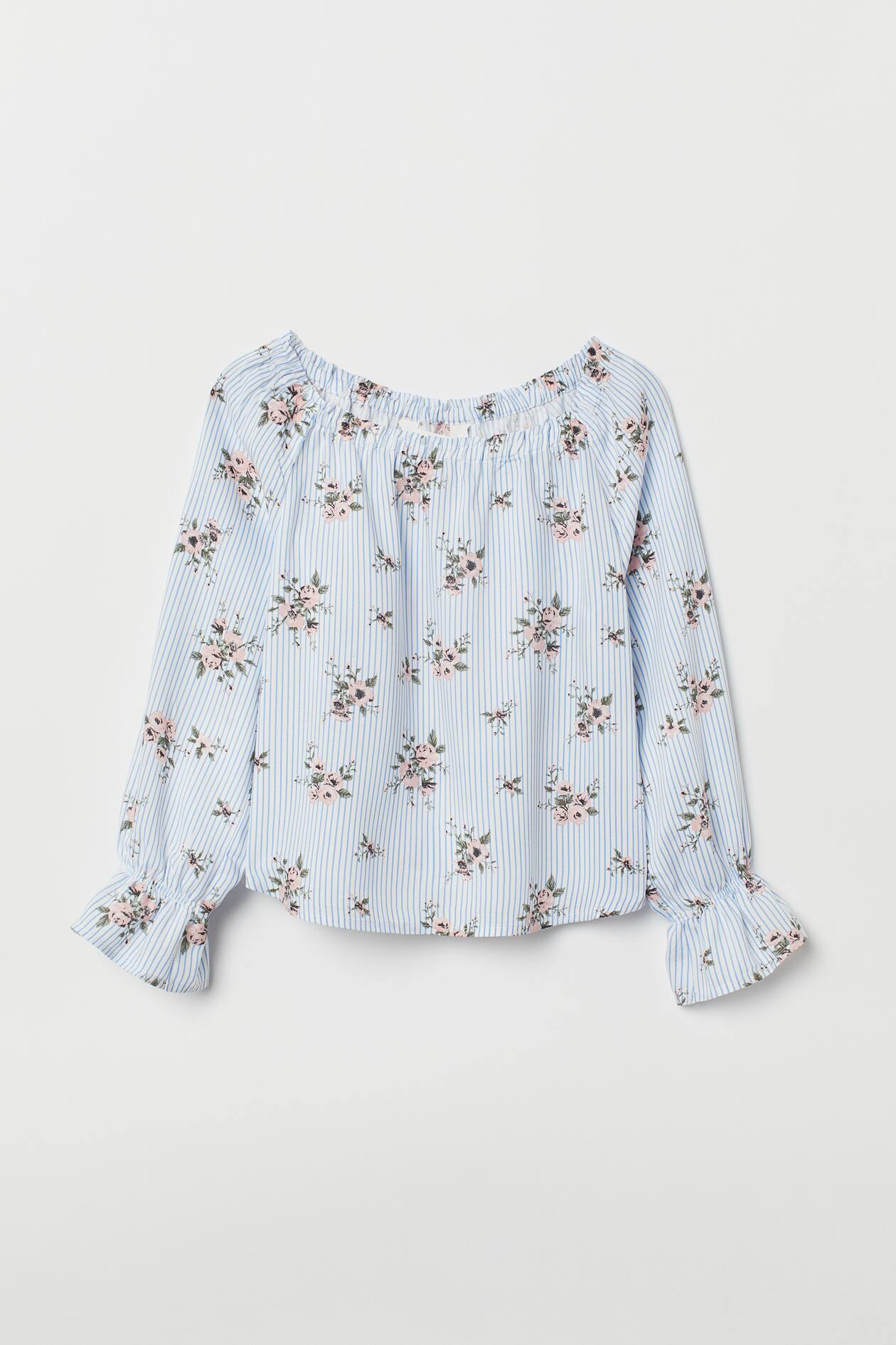 Bohemian top White/Blue striped Kids H&M