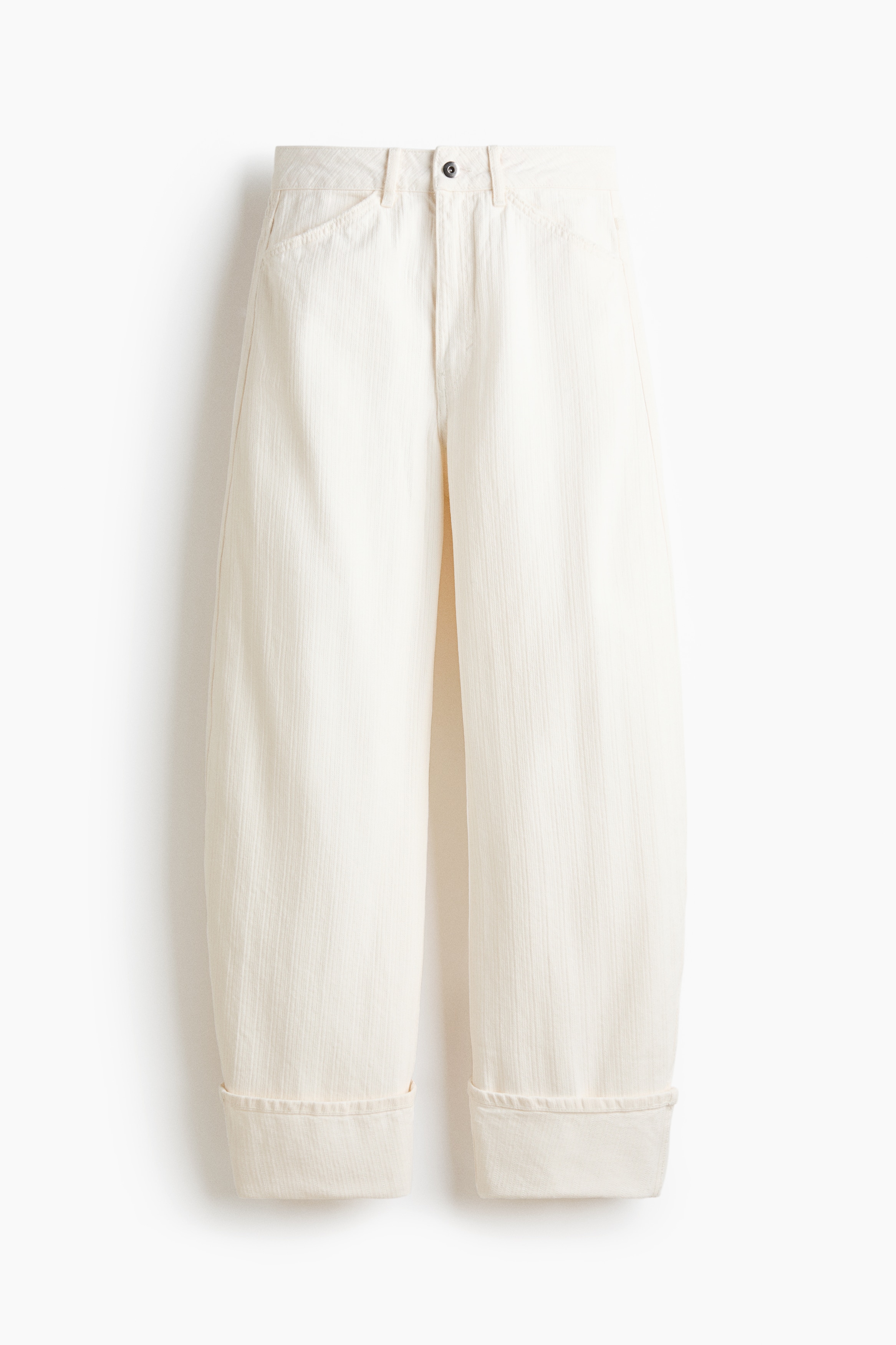 Barrel Leg Regular Waist Jeans - Crema/Azul denim pálido